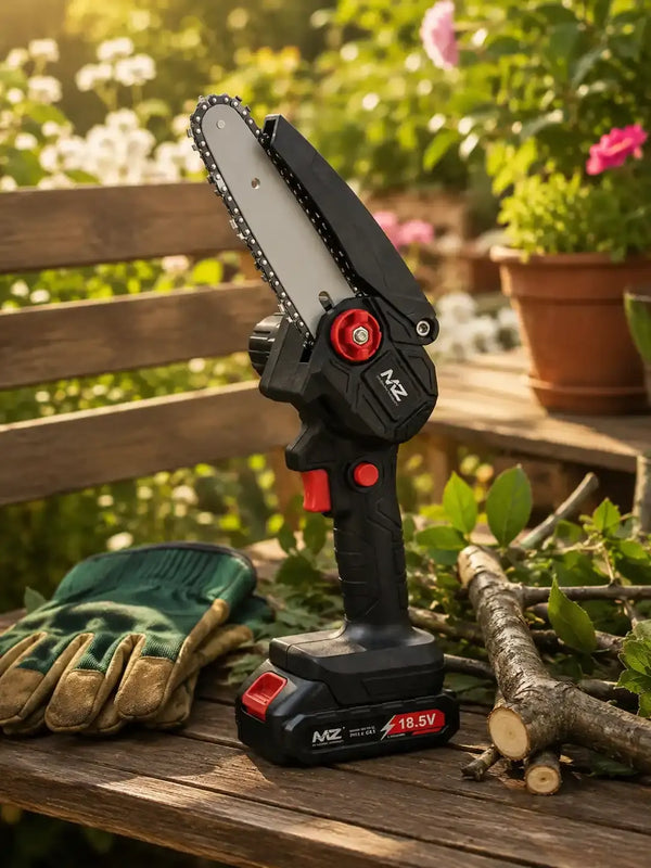 MZ CS72 6 Inch Cordless Mini Chainsaw with 18.5V Battery and Carry Case
