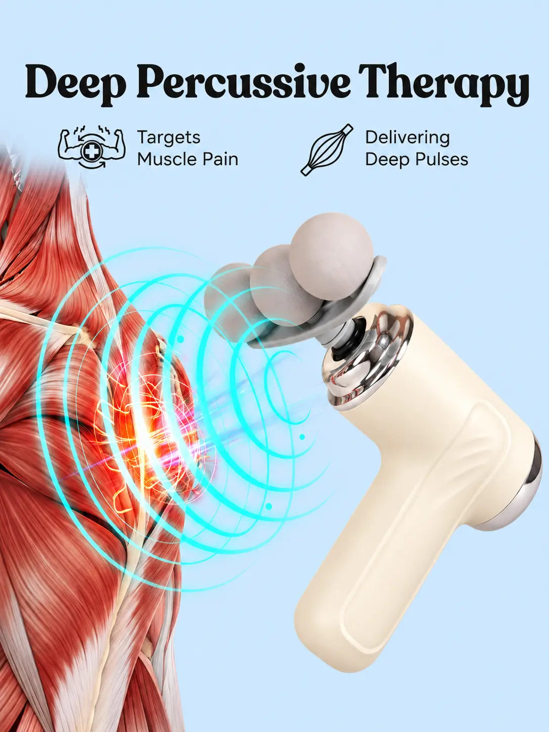 Maxtop Compact Power Massage Gun | Cordless Deep Tissue Body Massager with 9 Heads & 6 Speeds