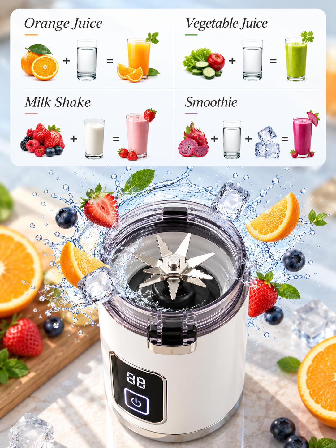 Hp-189 Smart Portable Dual-Purpose Juicing Cup (Rechargeable)