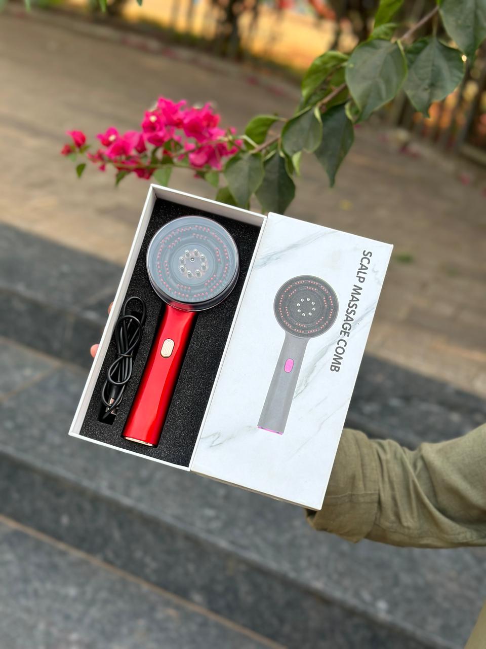 Electric Scalp Massage Comb – With Vibration & LED Therapy