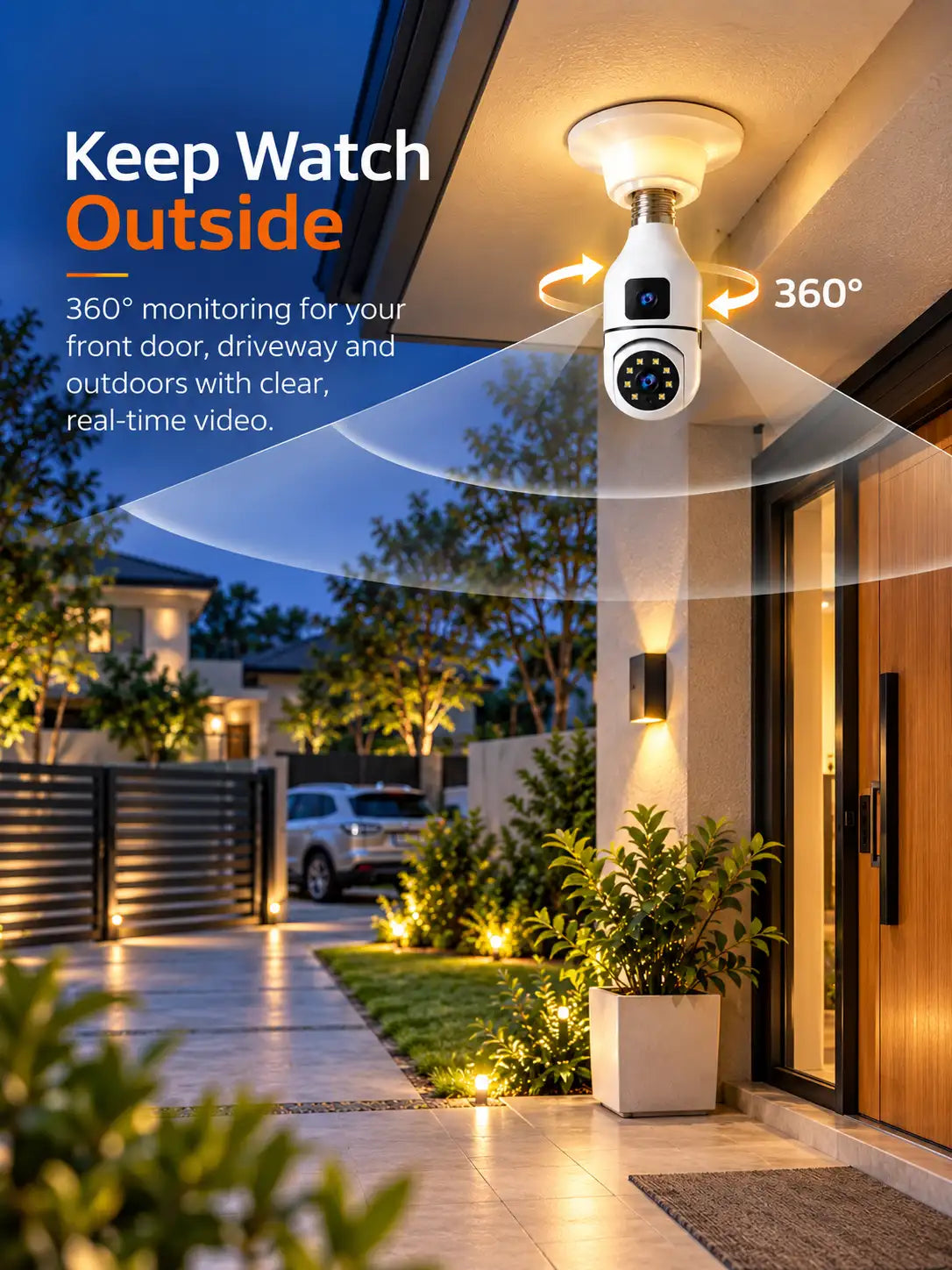 360° Dual-Lens Bulb Socket PTZ Security Camera