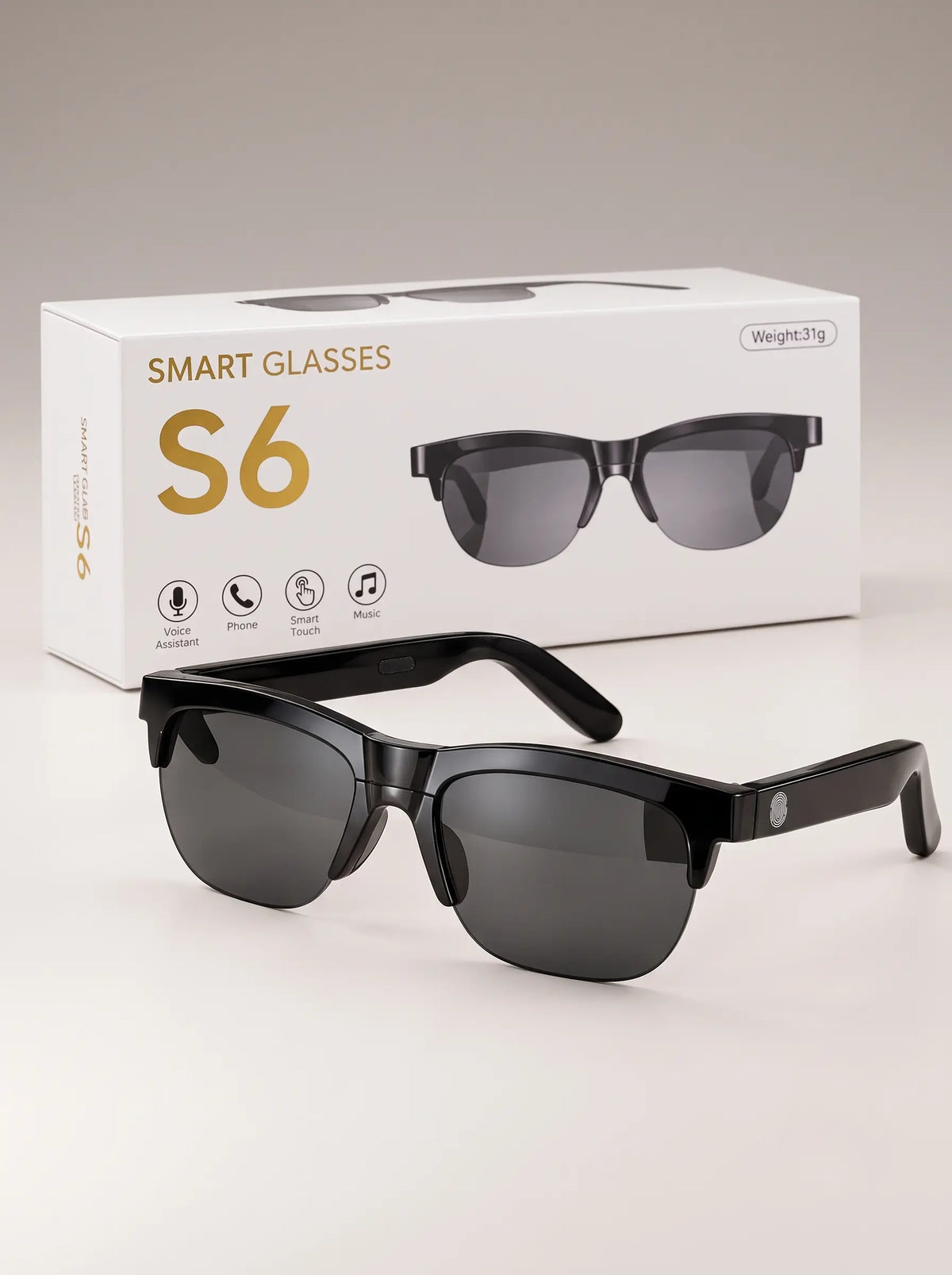 S6 Smart Audio Glasses (31g Featherlight Bluetooth Eyewear)