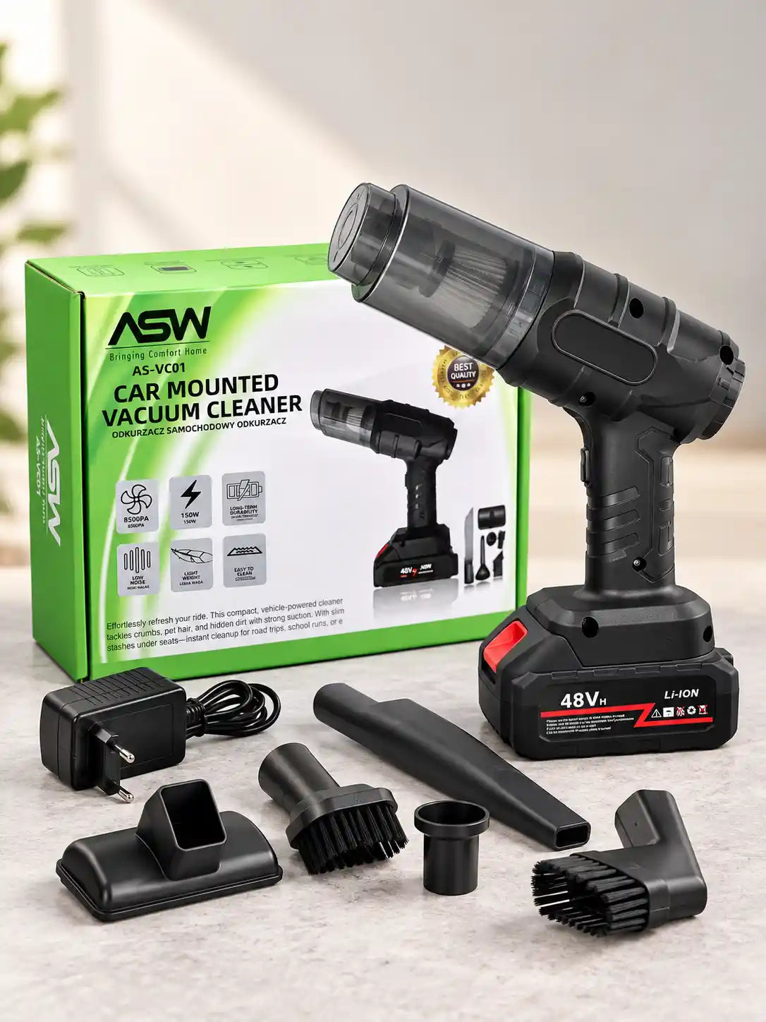 ASW AS-VC01 Cordless Car Vacuum Cleaner – 48V Rechargeable