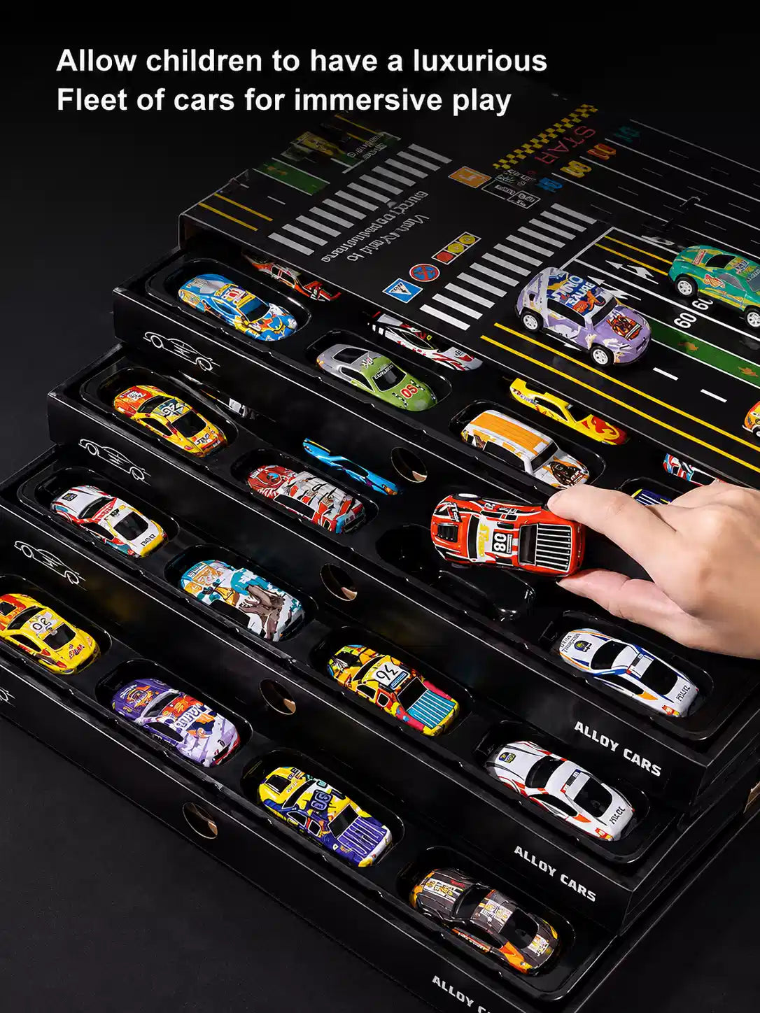 48 Pieces Alloy Pull Back Toy Cars Set for Kids, Mini Die-Cast Model Cars with Storage Case, Age 3+