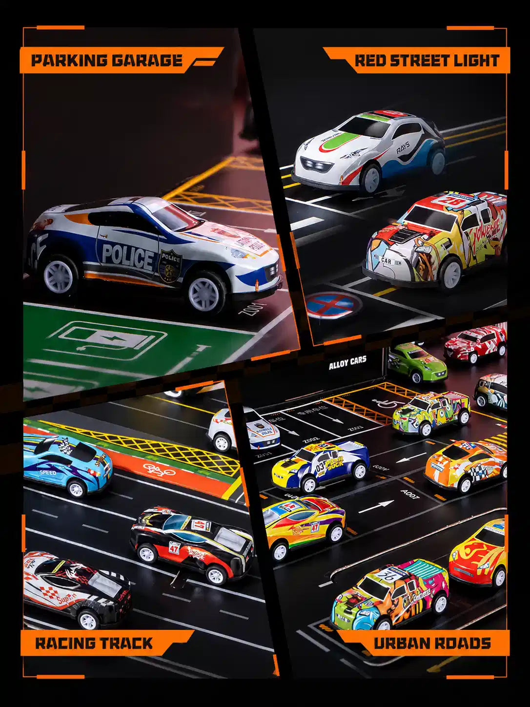 48 Pieces Alloy Pull Back Toy Cars Set for Kids, Mini Die-Cast Model Cars with Storage Case, Age 3+