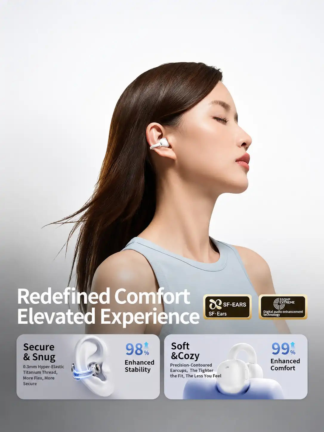 Q69 Ear Clip Wireless Earbuds, Bag Shape Case with Chain, Open Ear TWS, 72 Hours Total Playtime