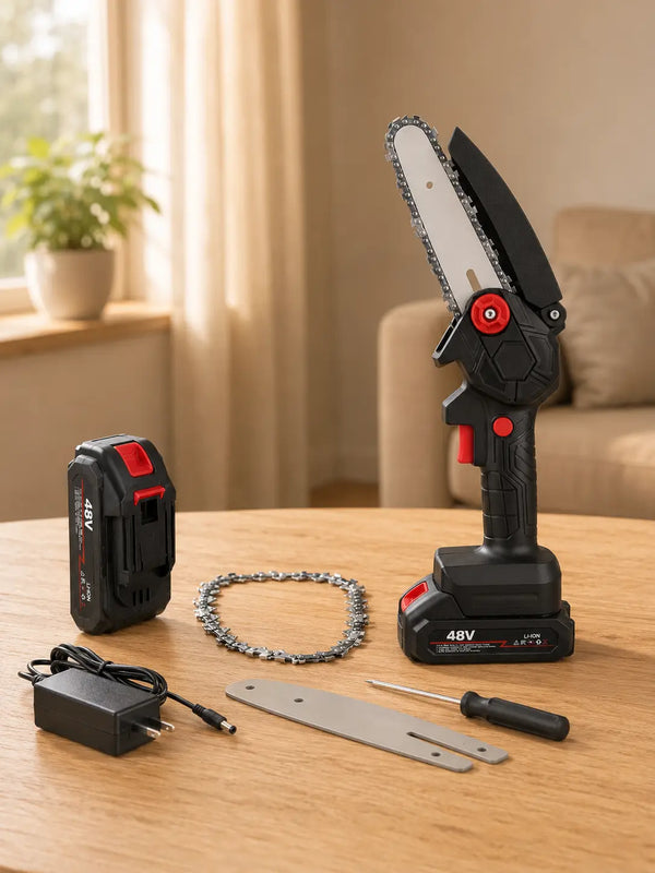 Cordless Mini Rechargeable Battery Chainsaw for Wood Cutting, Tree Pruning & Gardening