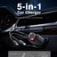 5 IN 1 Starlight Retractable Car Charger with Aroma Diffuser and Built-in USB-C and Lightning Cables for iPhone and Android