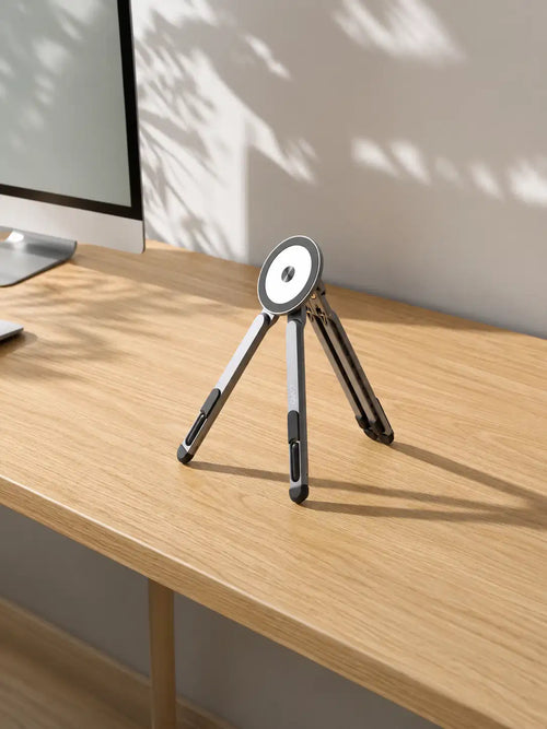 Foldable Aluminium Stand for Phone Tablet and Laptop, Magnetic Holder with Adjustable Height, Portable, Silver