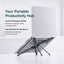 Foldable Aluminium Stand for Phone Tablet and Laptop, Magnetic Holder with Adjustable Height, Portable, Silver