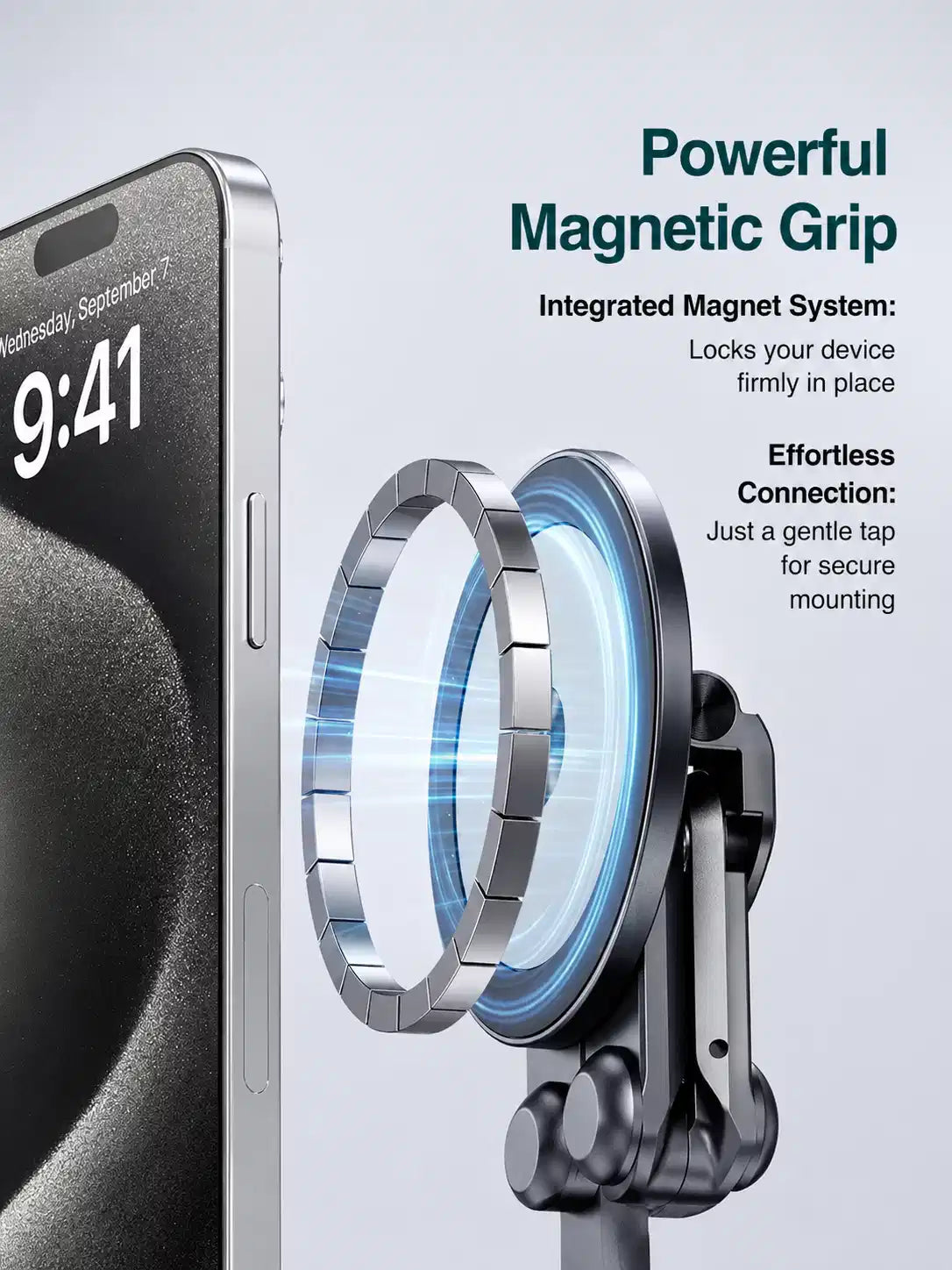 Foldable Aluminium Stand for Phone Tablet and Laptop, Magnetic Holder with Adjustable Height, Portable, Silver