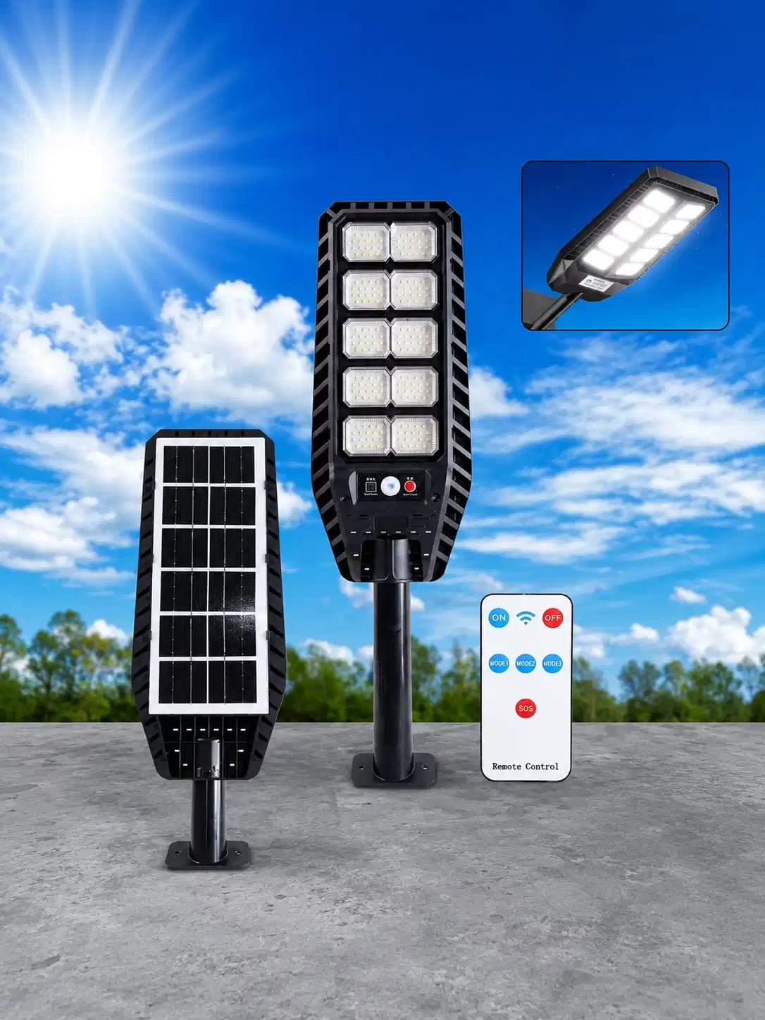Solar LED Outdoor Light with Motion Sensor and Remote, 180 LEDs, IP65 Waterproof for Gate, Wall and Garden