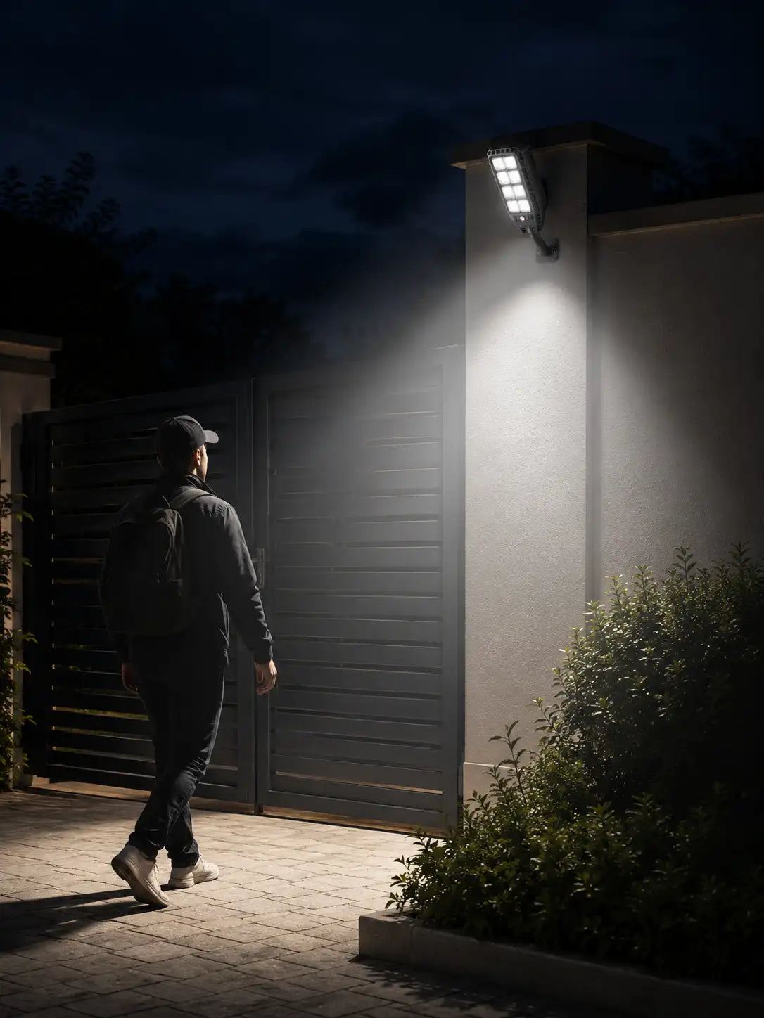 Solar LED Outdoor Light with Motion Sensor and Remote, 180 LEDs, IP65 Waterproof for Gate, Wall and Garden