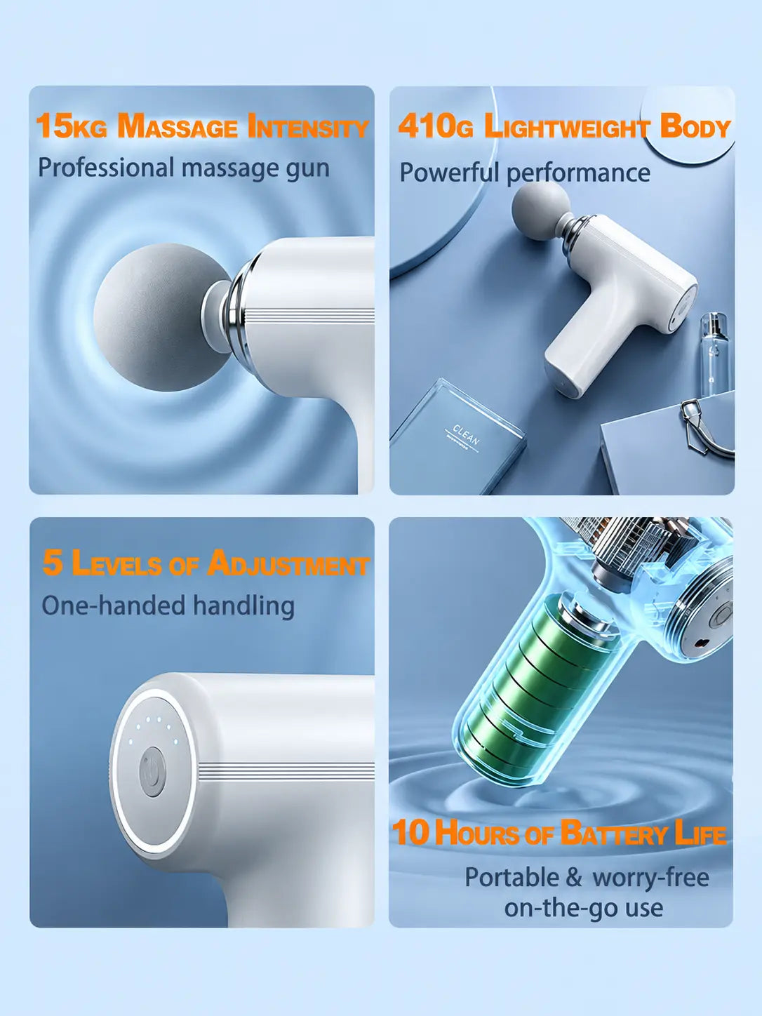 Maxtop Compact Power Massage Gun | Cordless Deep Tissue Body Massager with 9 Heads & 6 Speeds