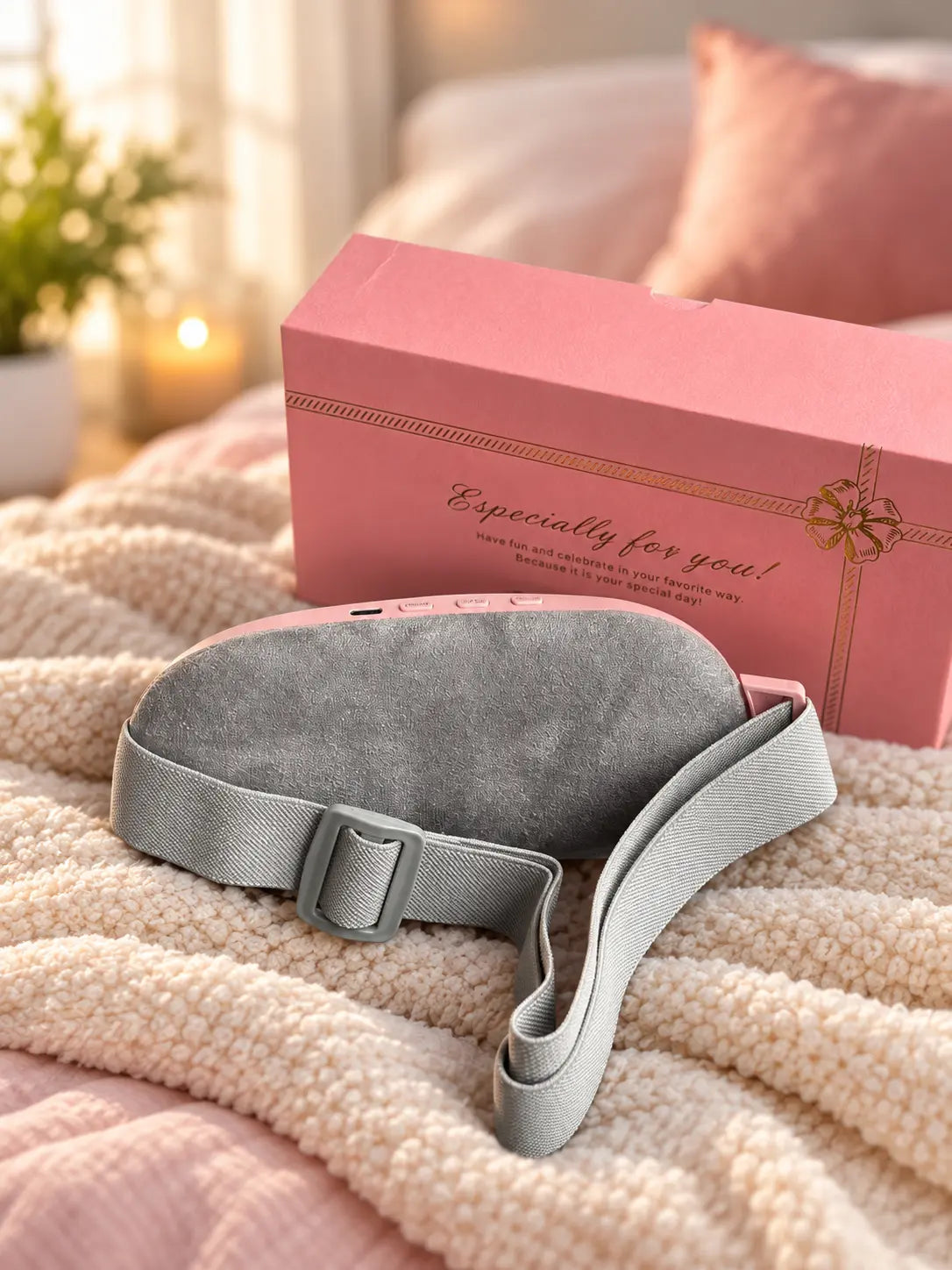 Cordless Heating Pad Belt for Period Cramps | 3 Heat Levels & 4 Vibration Modes | Portable Warm Belt for Stomach & Lower Back