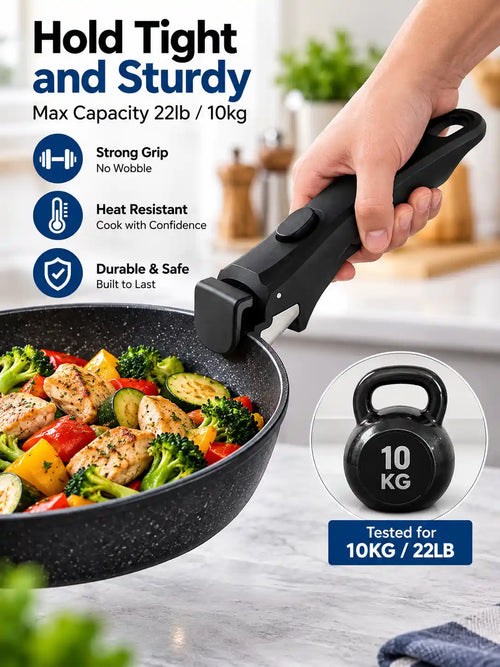 Universal Detachable Pan Handle | Clip-On Removable Handle for Pots, Pans & Bowls | Heat-Resistant Anti-Slip Grip for Hot Cookware