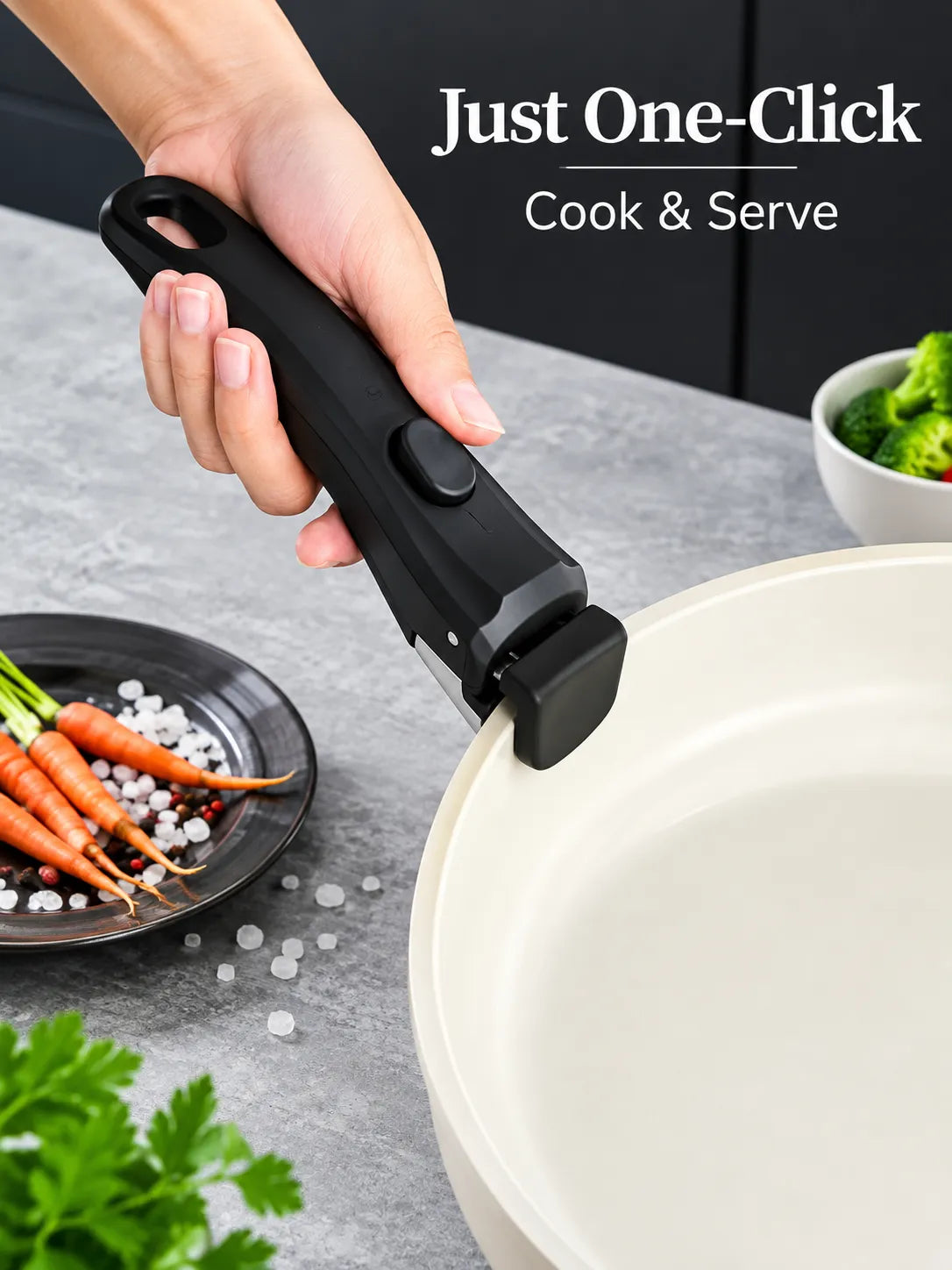 Universal Detachable Pan Handle | Clip-On Removable Handle for Pots, Pans & Bowls | Heat-Resistant Anti-Slip Grip for Hot Cookware
