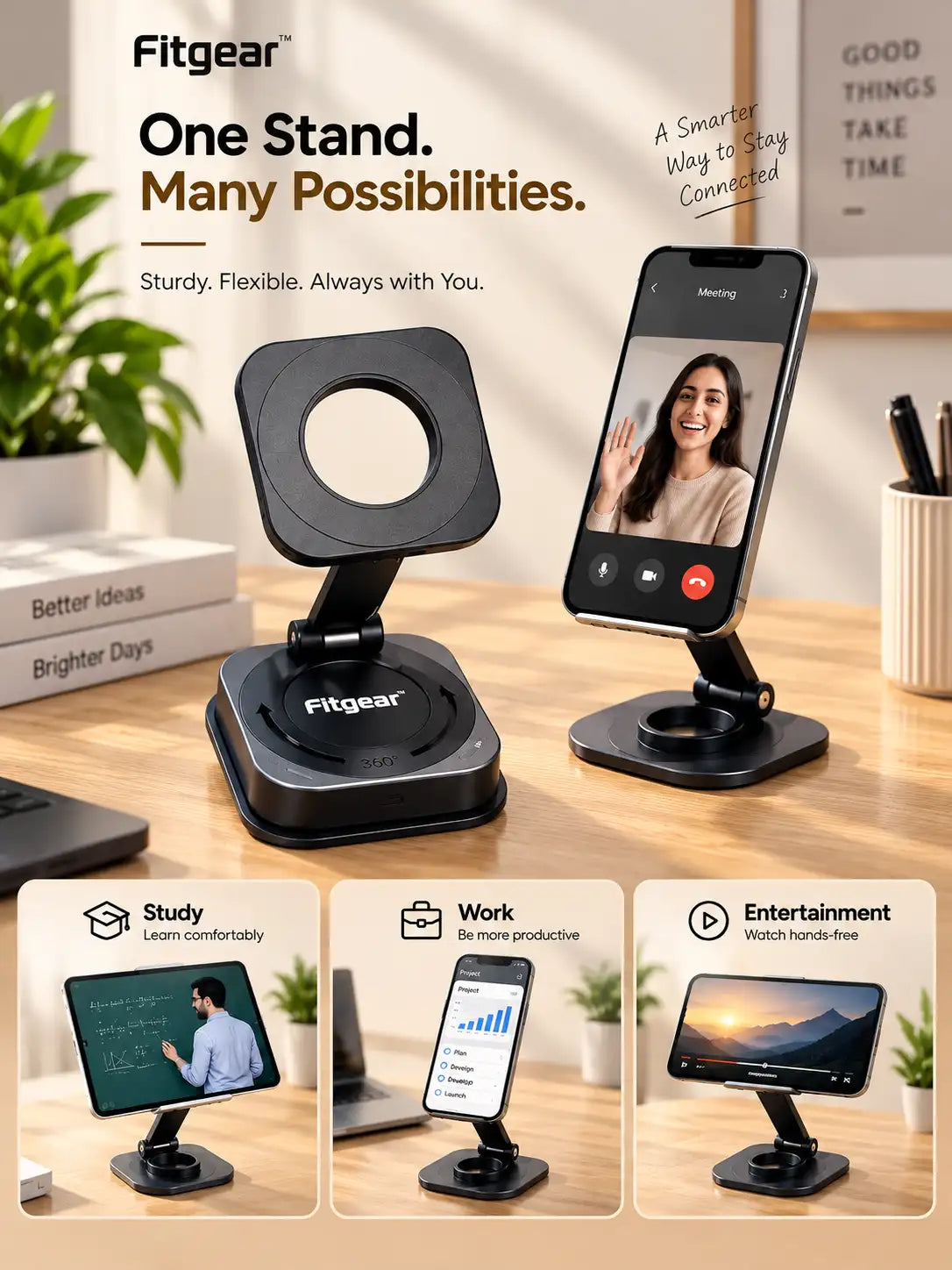 Fitgear 360° Vacuum Magnetic Phone Stand – Foldable Car & Desk Mount