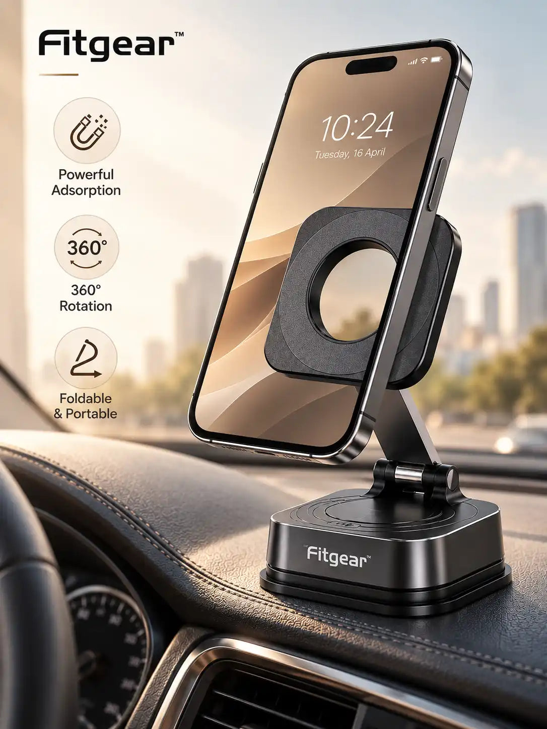 Fitgear 360° Vacuum Magnetic Phone Stand – Foldable Car & Desk Mount