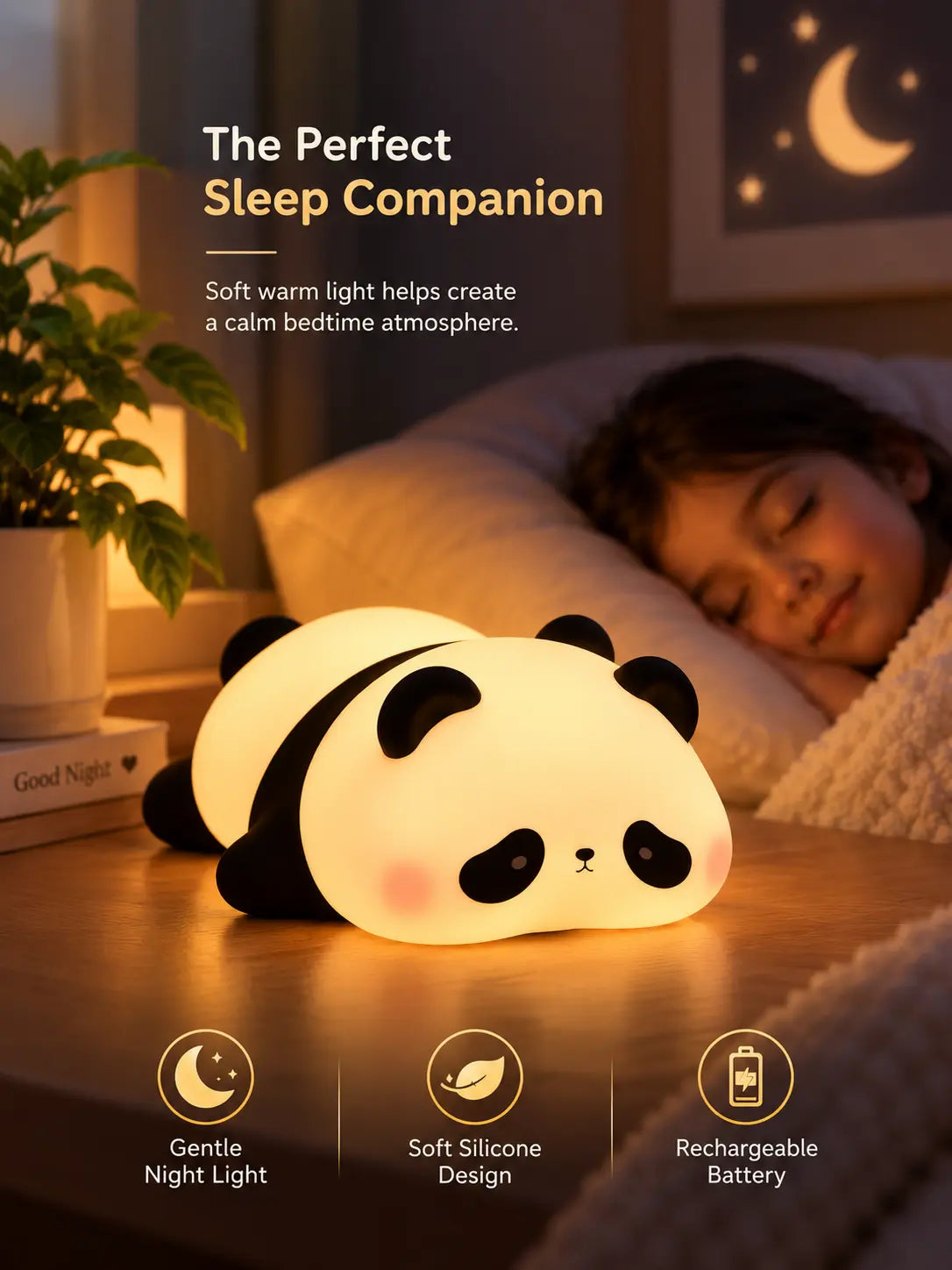Cute Panda Night Light – Cozy LED Bedside Lamp