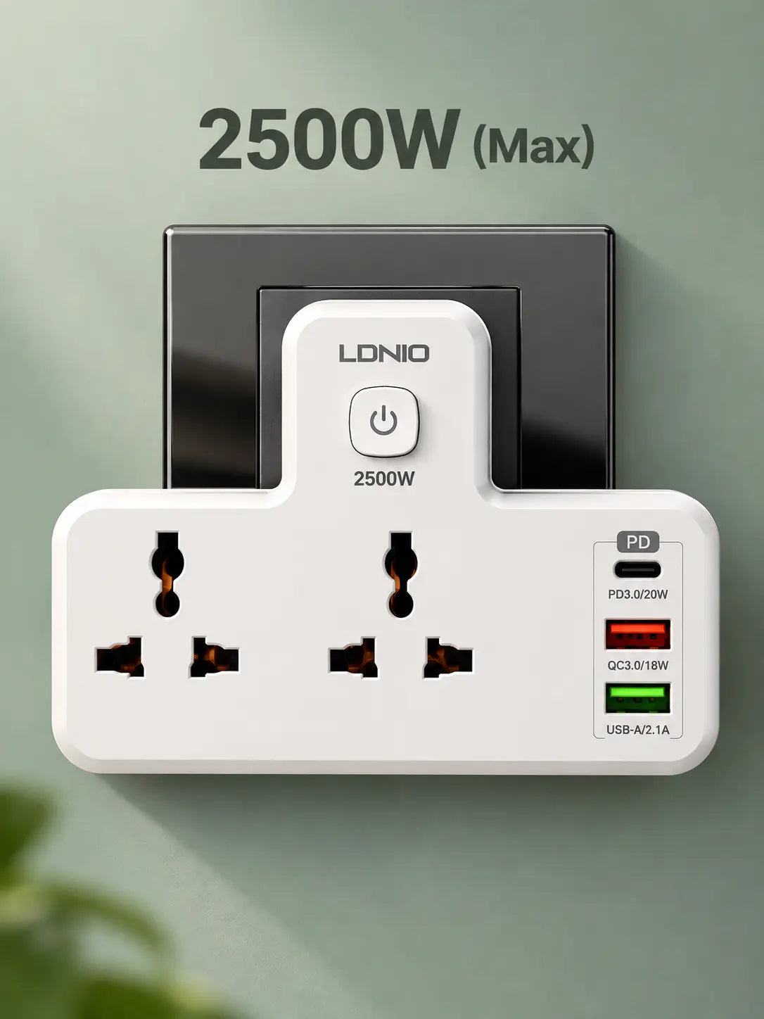 LDNIO 2500W Universal Power Socket with USB Fast Charging