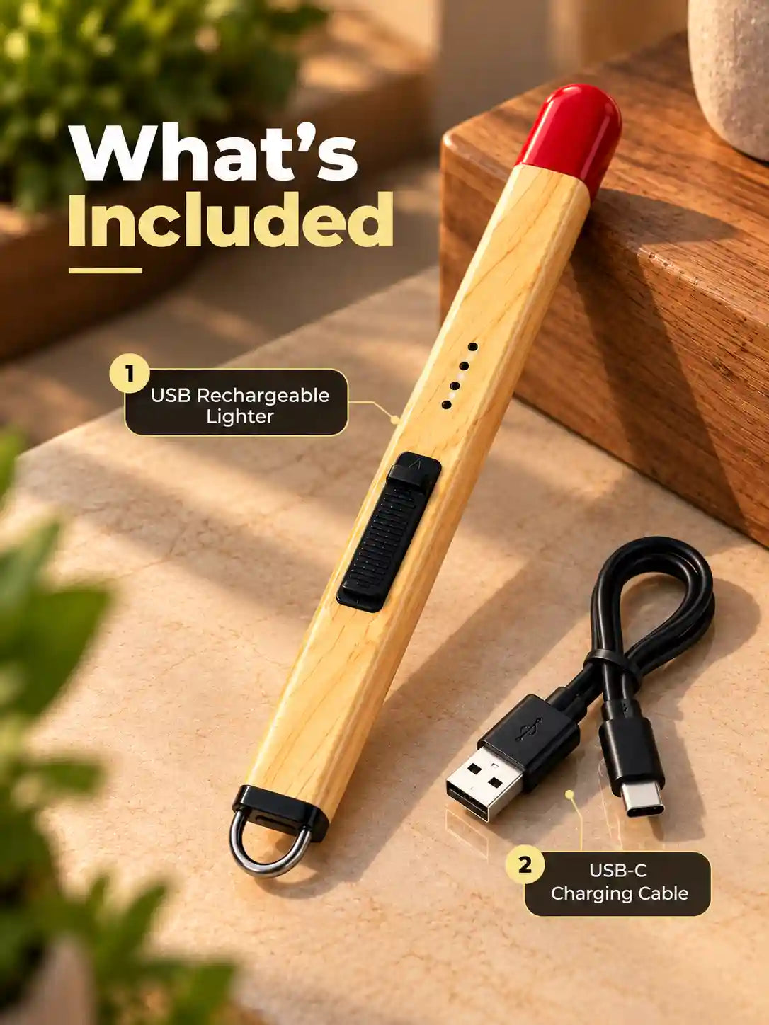 Rechargeable Electric Arc Lighter – Long Neck Windproof Ignition