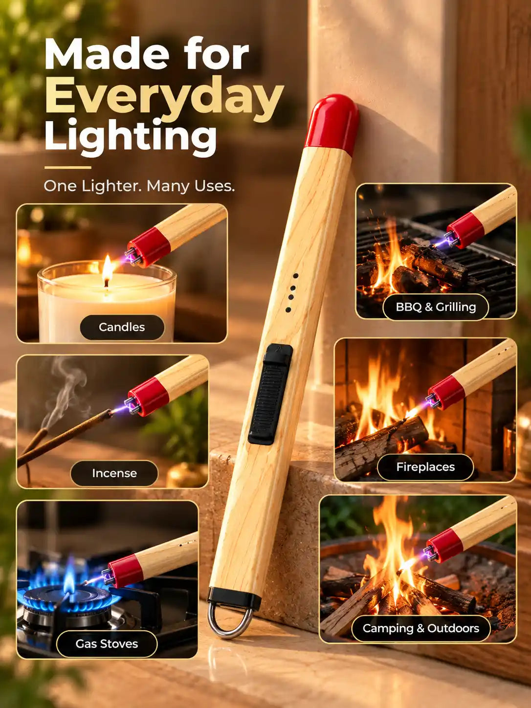 Rechargeable Electric Arc Lighter – Long Neck Windproof Ignition