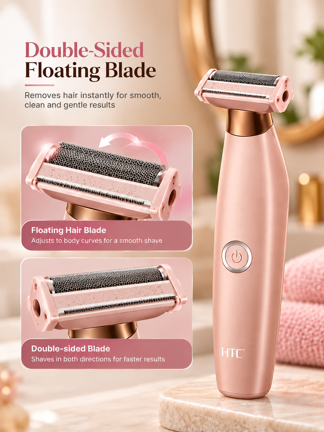 HTC Rechargeable Ladies Electric Shaver – Smooth & Gentle Hair Removal