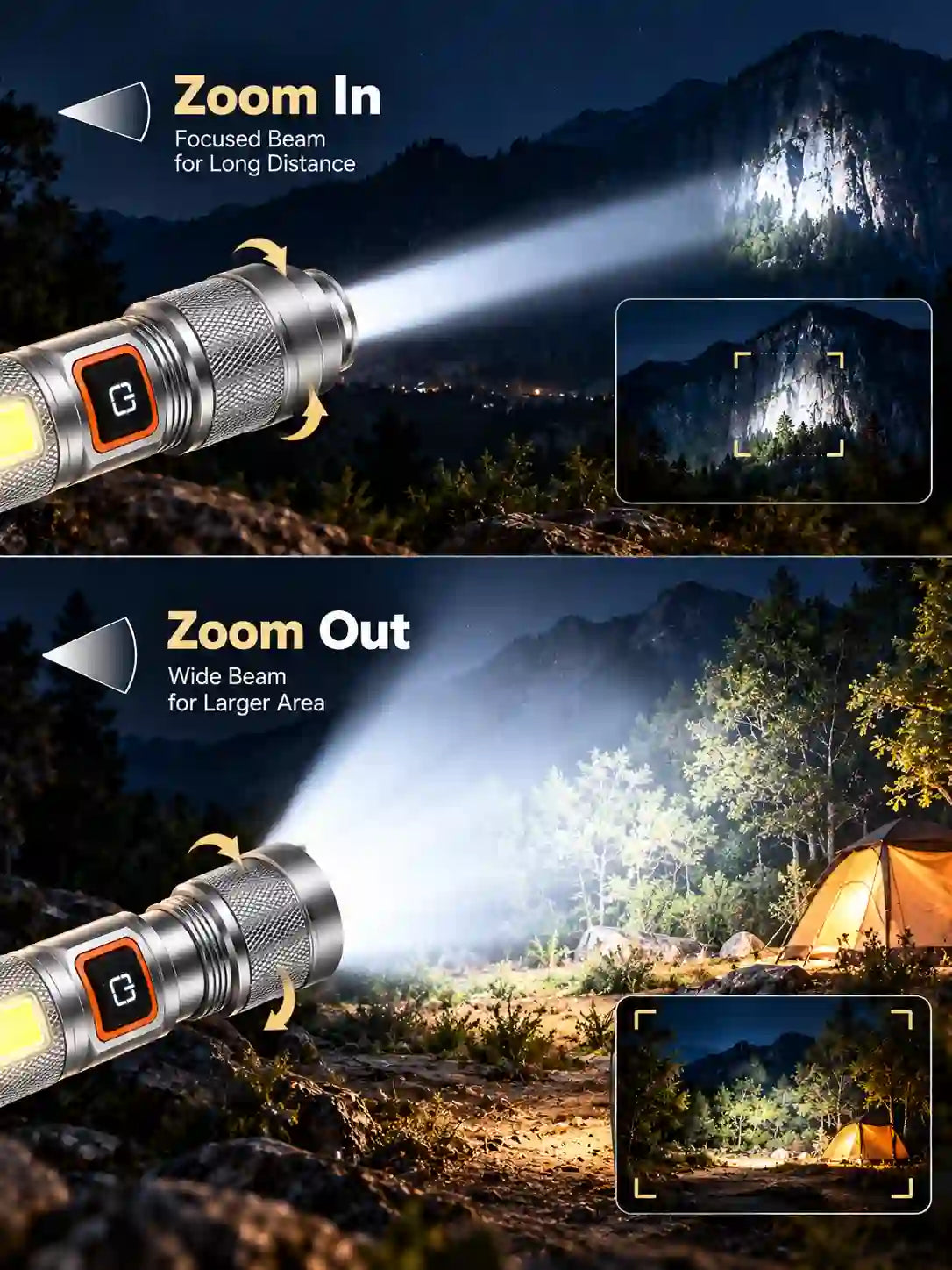 Oryft RF-987C 100W Rechargeable LED Flashlight with 30W COB Side Light