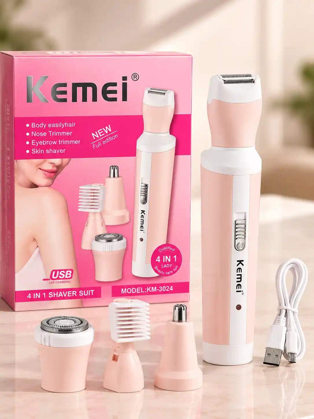Kemei 4-in-1 Women's Grooming & Shaver Kit