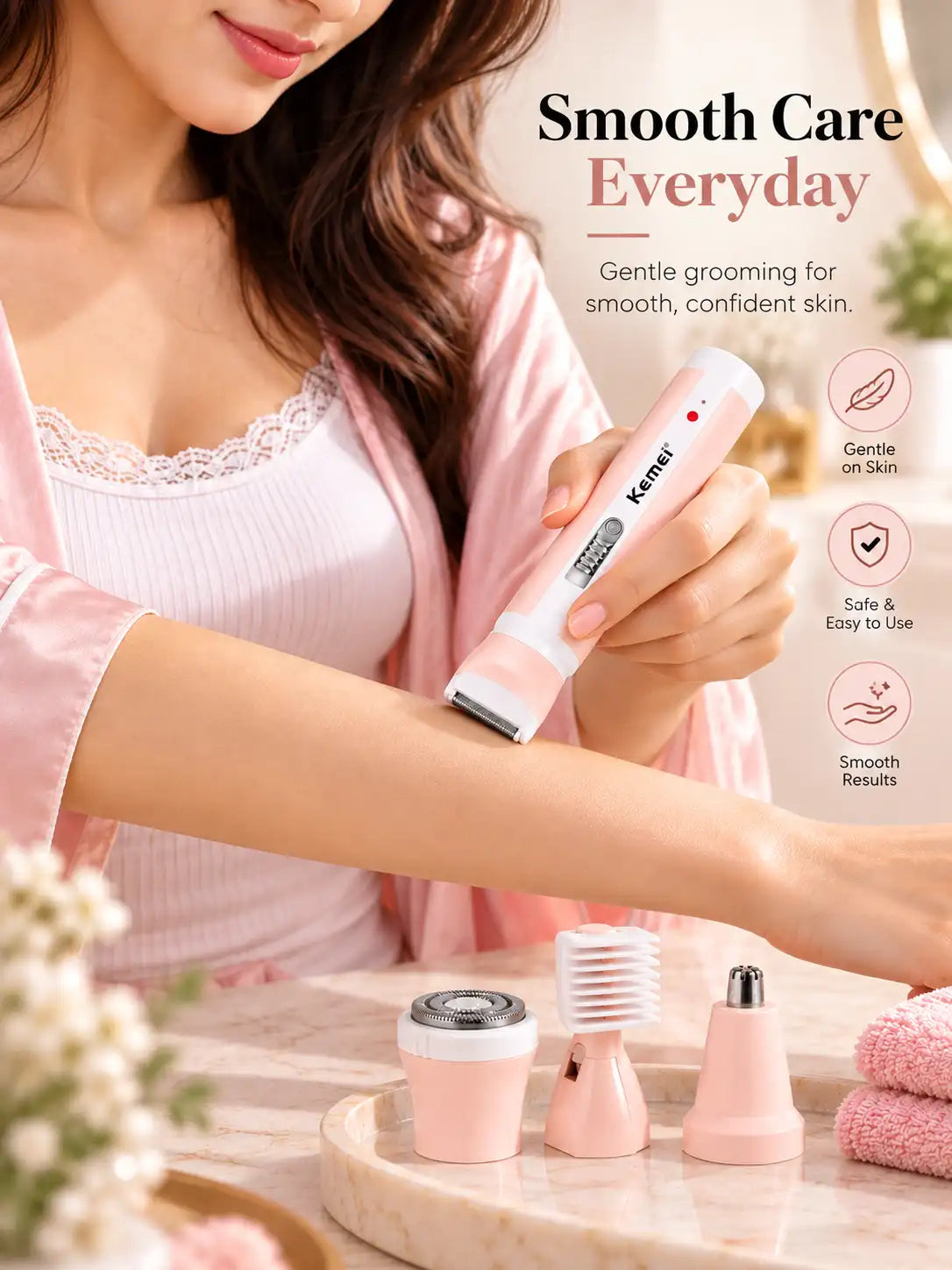 Kemei 4-in-1 Women's Grooming & Shaver Kit