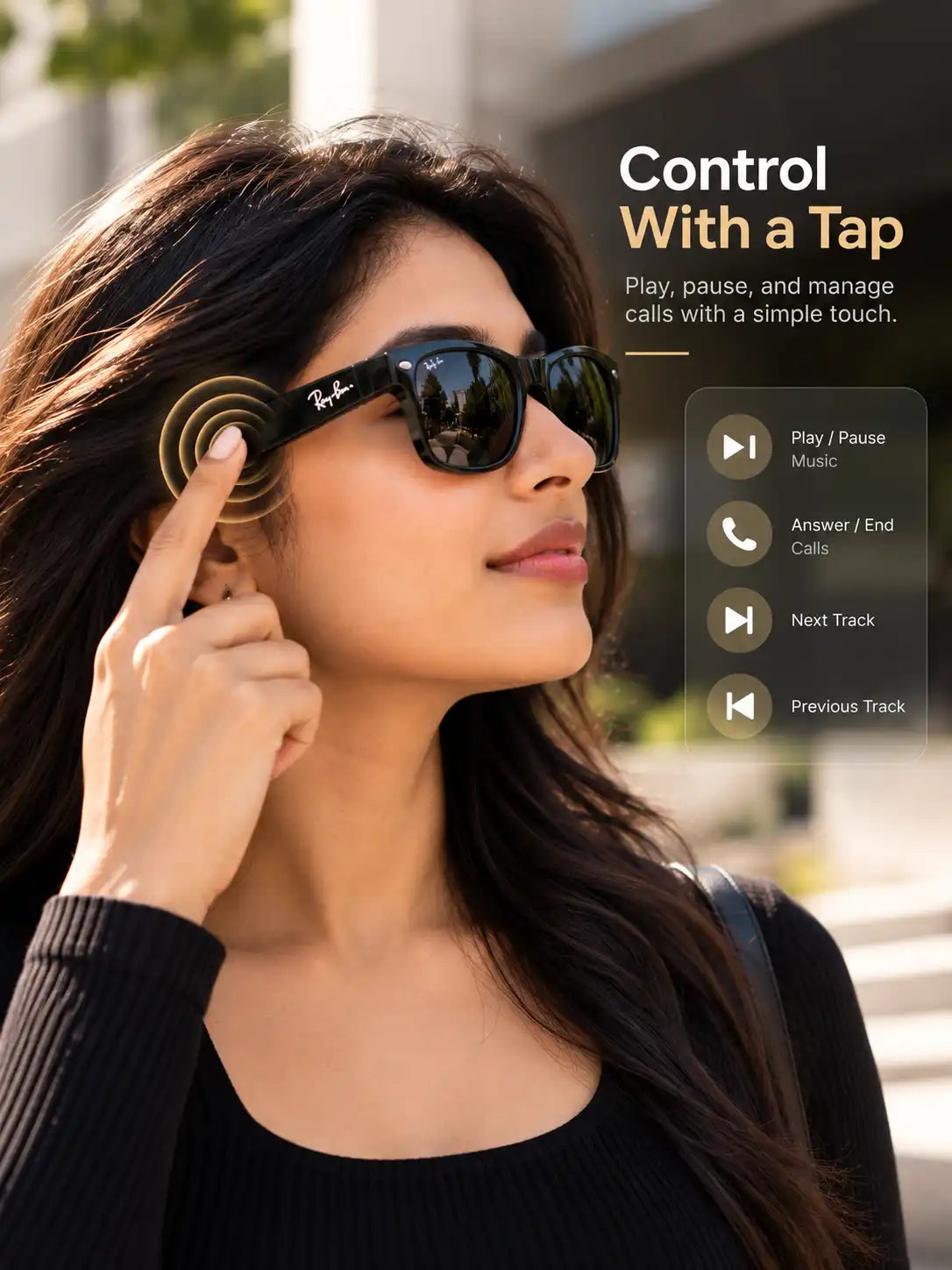 Smart Bluetooth Audio Glasses – Hands-Free Calling & Touch Control
