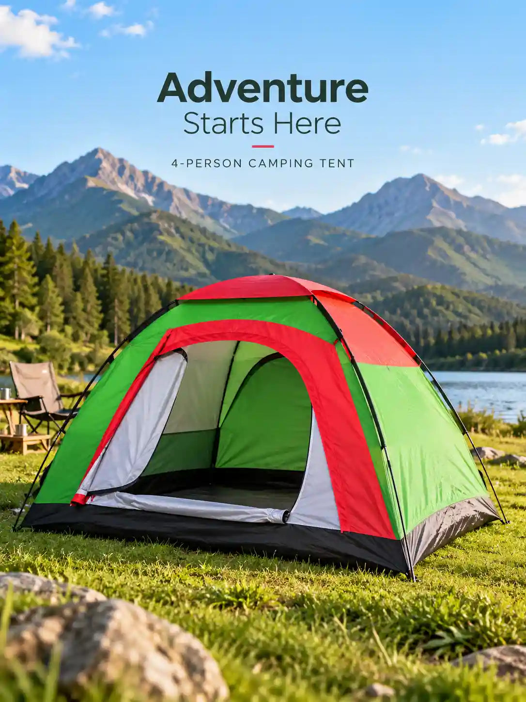 HY-1100 4-Person Portable Camping Tent