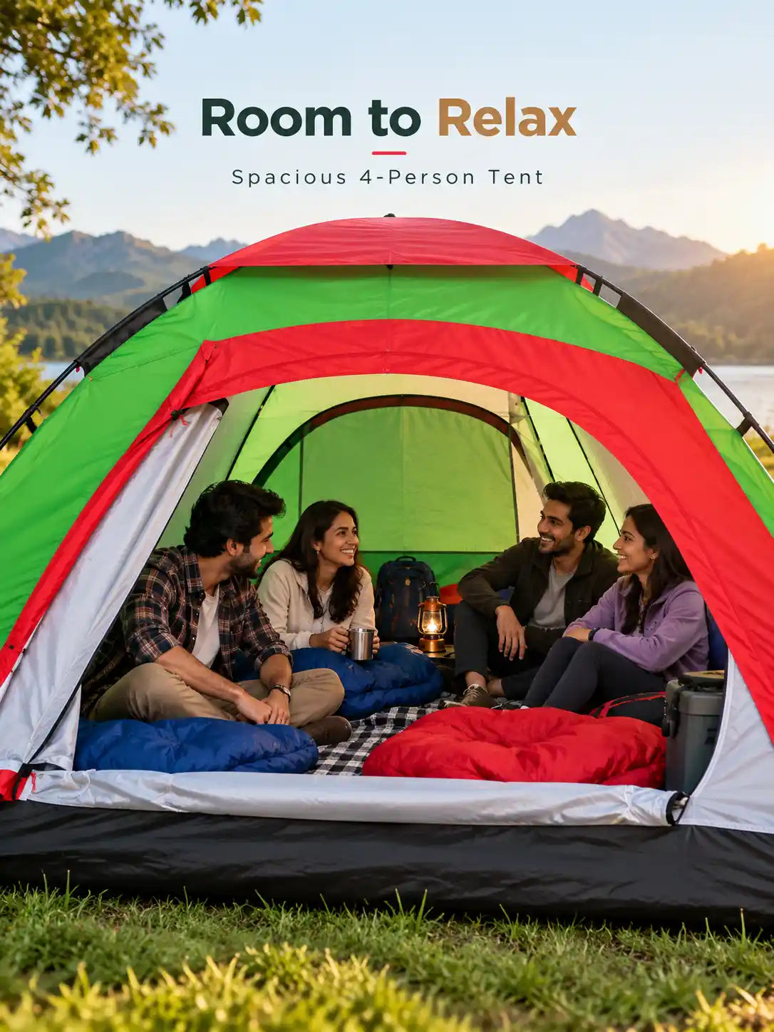 HY-1100 4-Person Portable Camping Tent