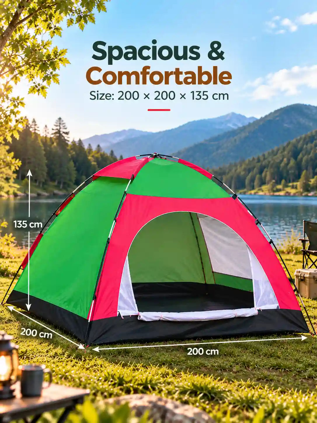 HY-1100 4-Person Portable Camping Tent