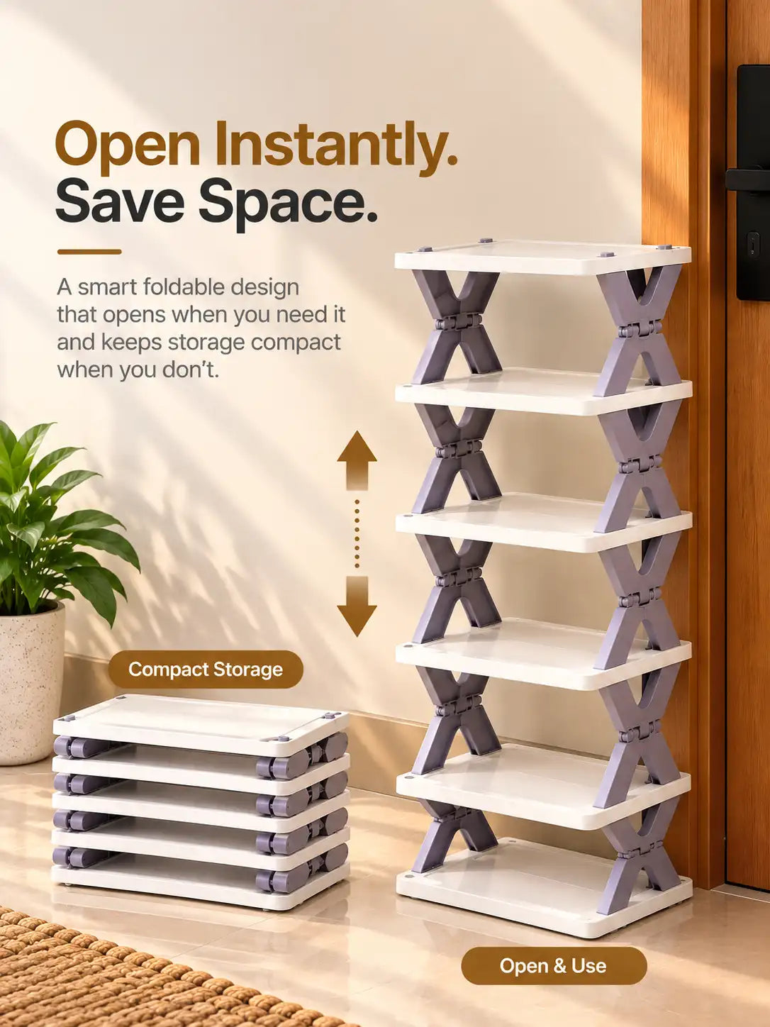 5-Layer Foldable Shoe Organizer Rack