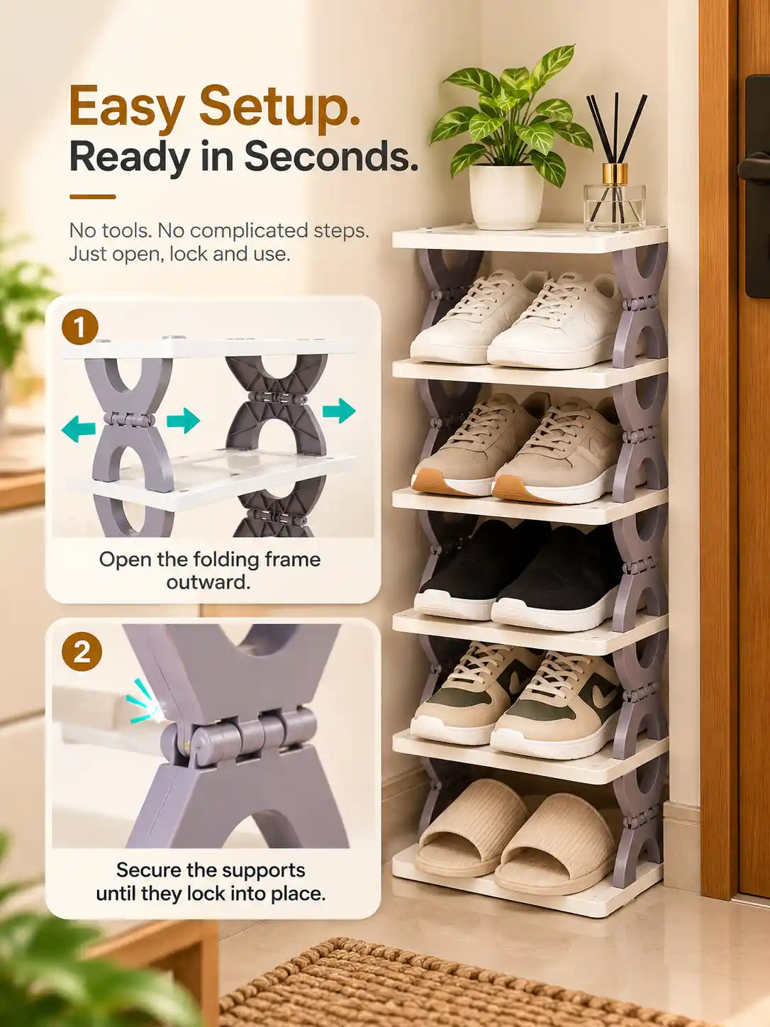 5-Layer Foldable Shoe Organizer Rack