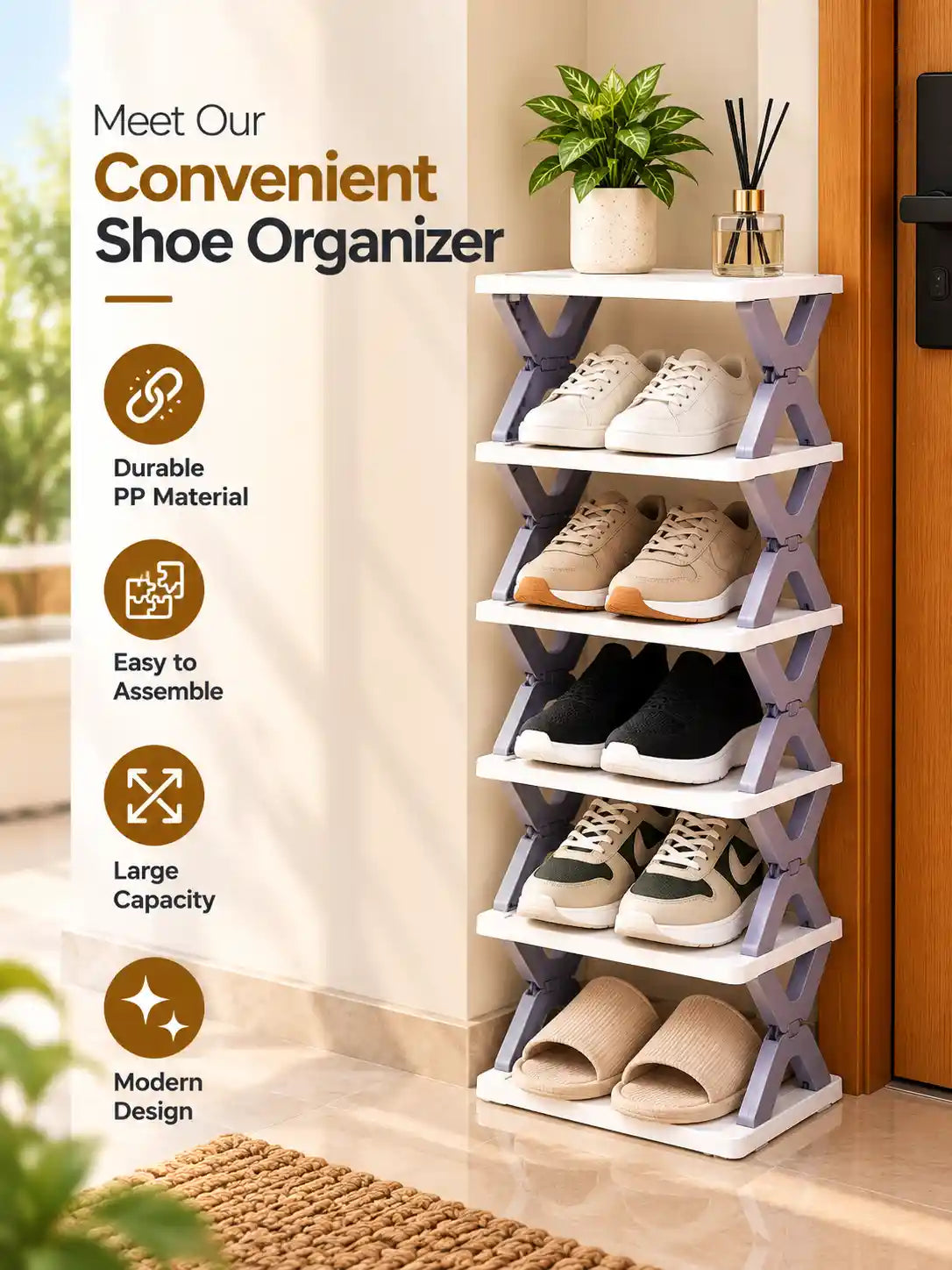 5-Layer Foldable Shoe Organizer Rack