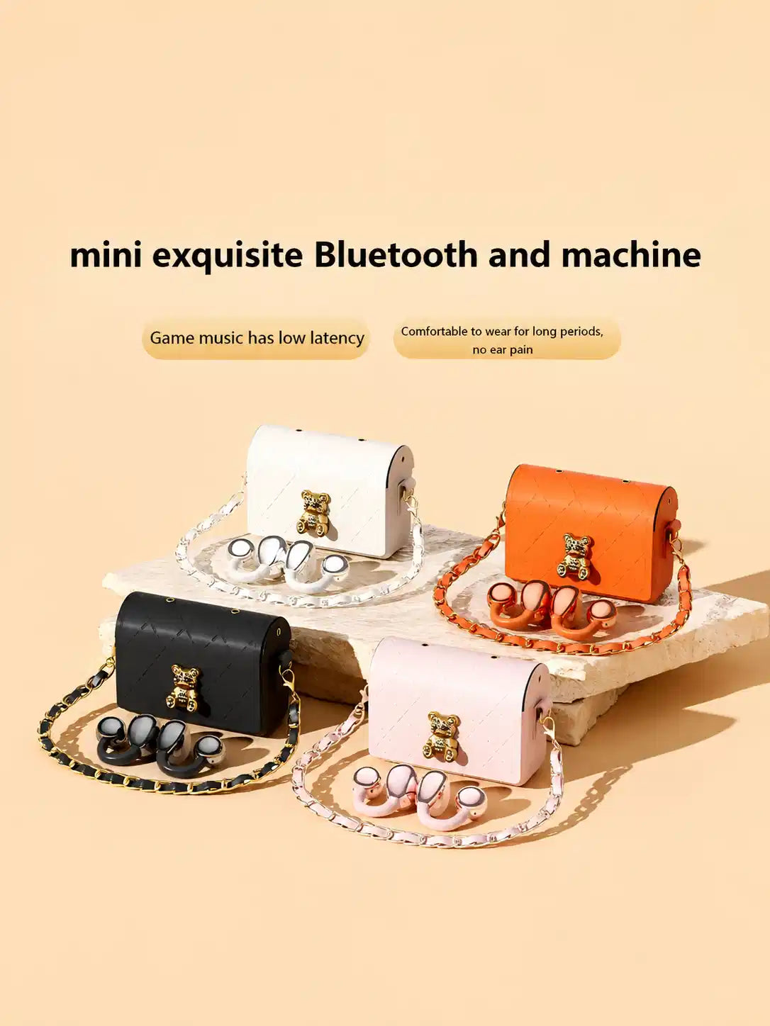 Q69 Ear Clip Wireless Earbuds, Bag Shape Case with Chain, Open Ear TWS, 72 Hours Total Playtime