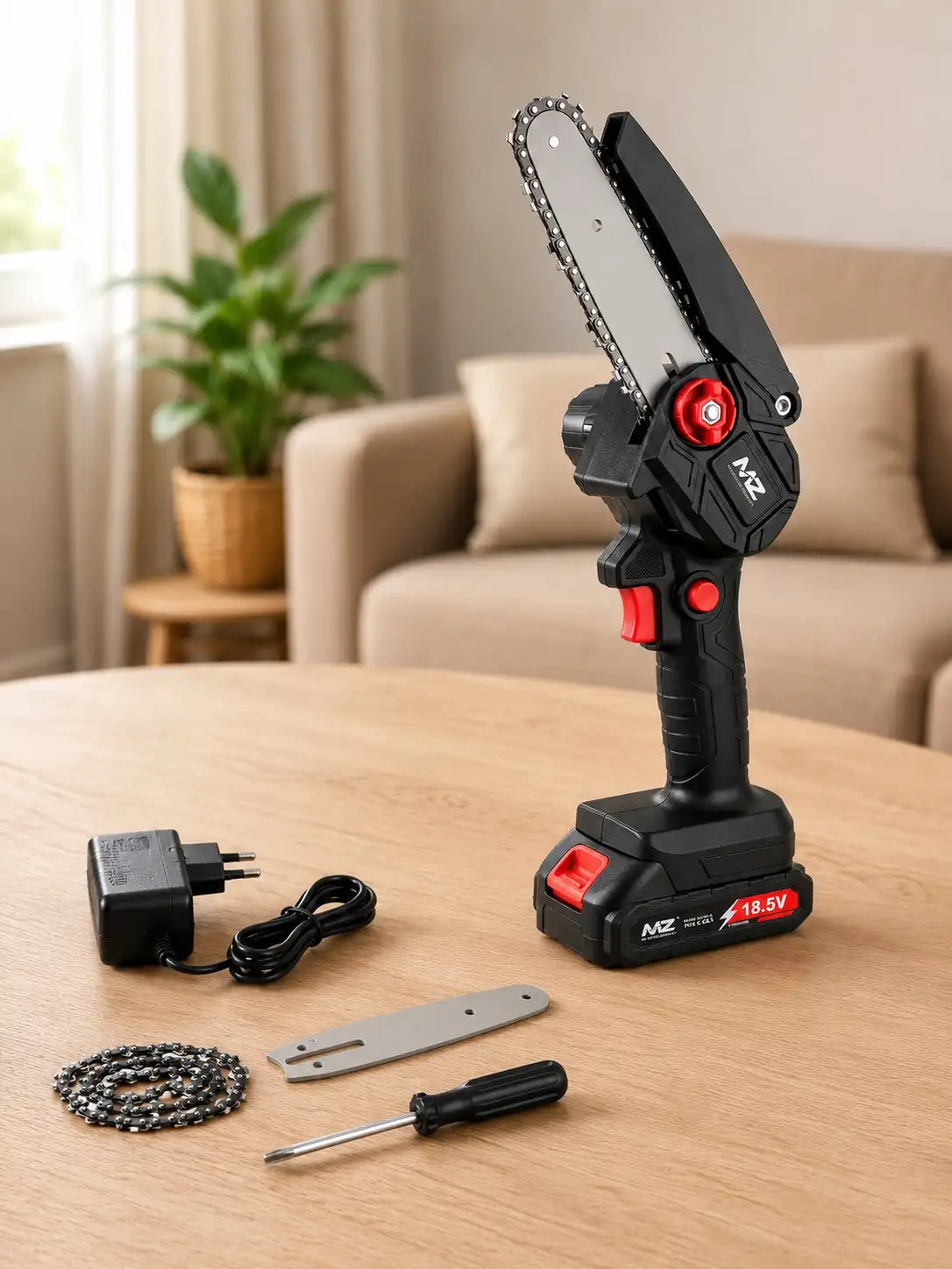 MZ CS72 6 Inch Cordless Mini Chainsaw with 18.5V Battery and Carry Case