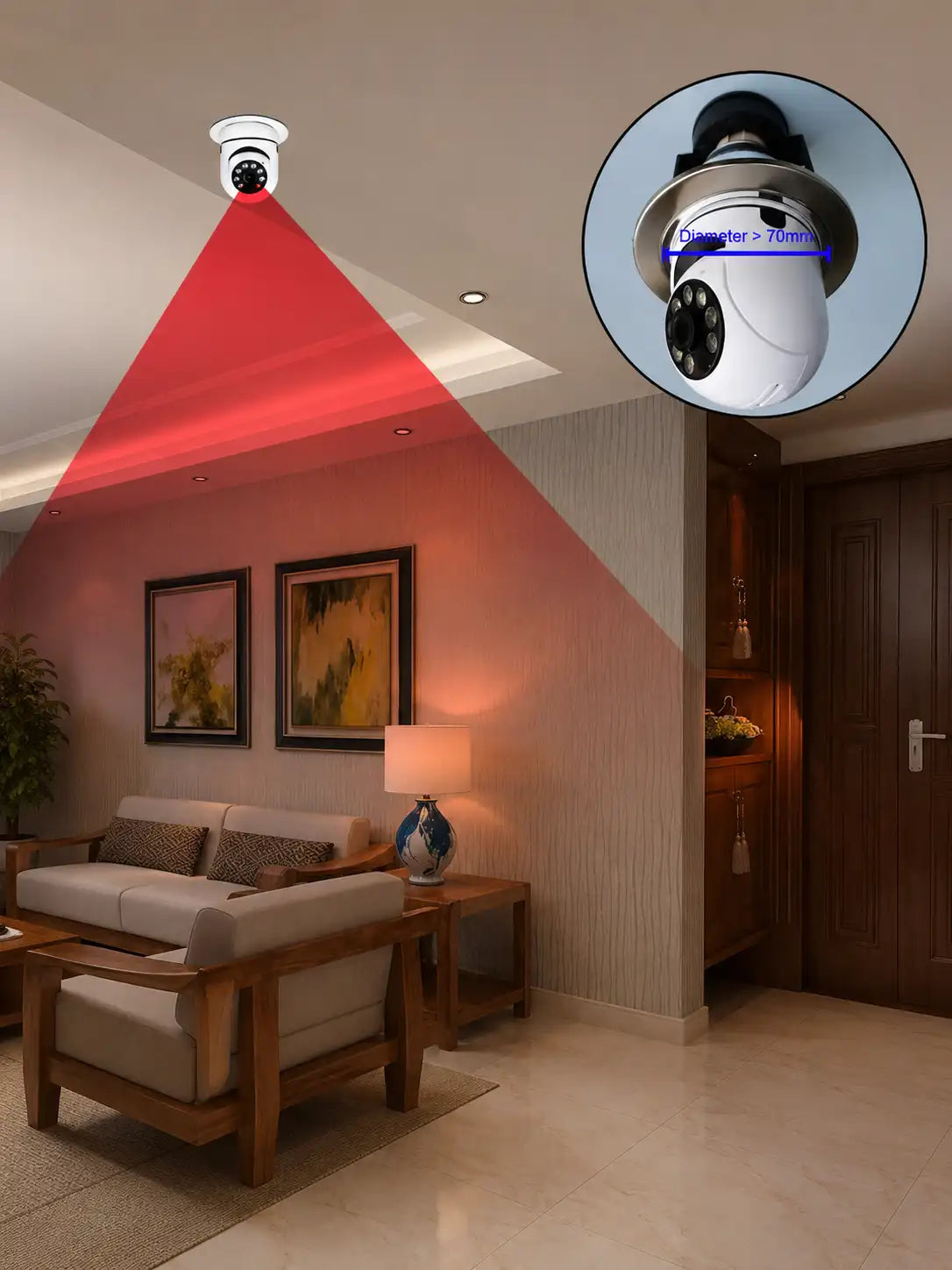 V380 WiFi Bulb Camera with 360° View and Night Vision for Home Security