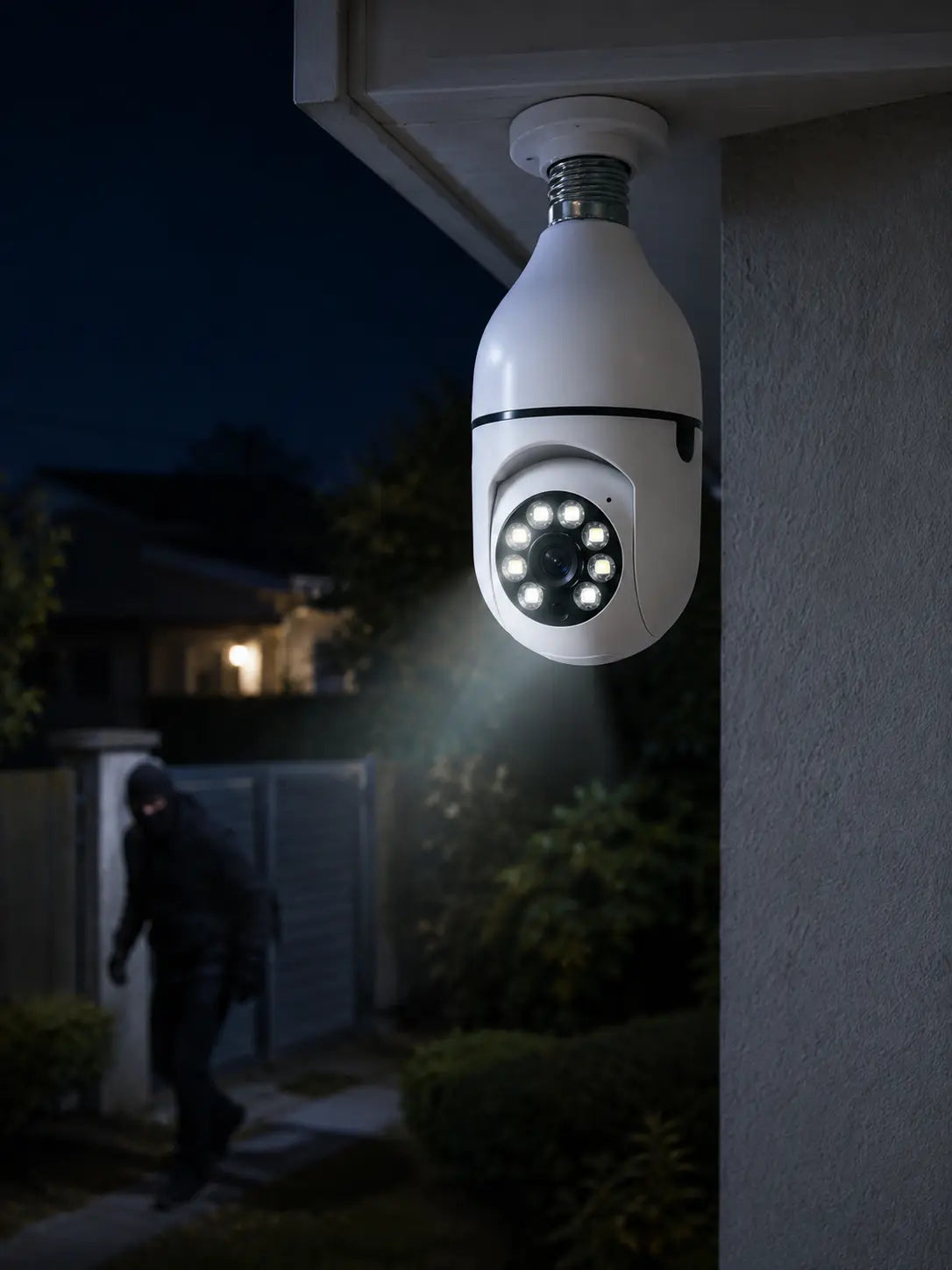 V380 WiFi Bulb Camera with 360° View and Night Vision for Home Security