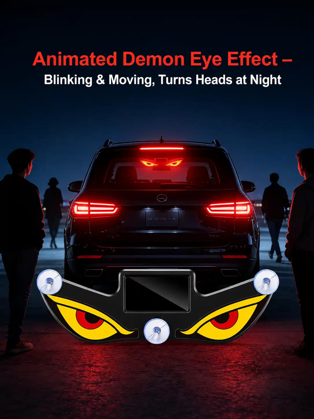 LED Light Up Car Window Sticker, Glowing Eyes Decal, Solar and USB-C Powered, Assorted Designs