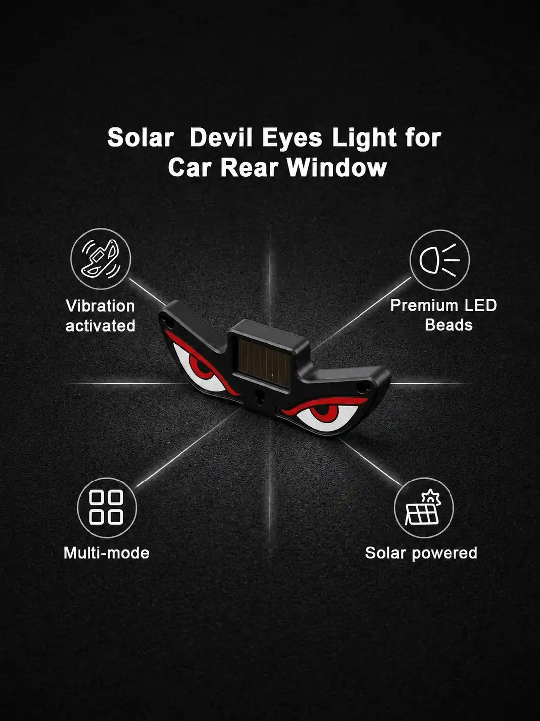 LED Light Up Car Window Sticker, Glowing Eyes Decal, Solar and USB-C Powered, Assorted Designs