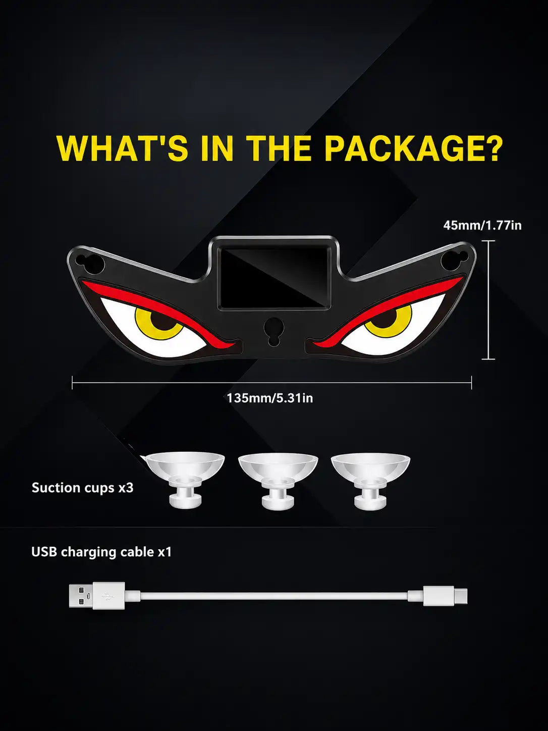 LED Light Up Car Window Sticker, Glowing Eyes Decal, Solar and USB-C Powered, Assorted Designs