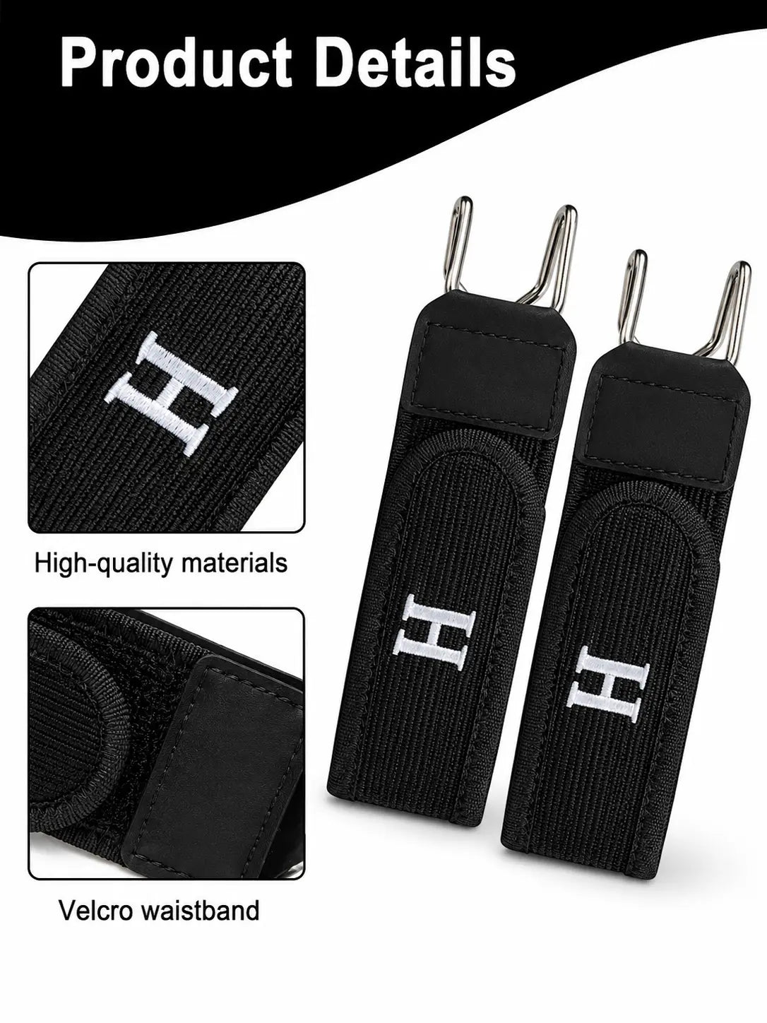 Buckleless Elastic Belt with Metal Hook - Invisible Stretch Waist Belt for Men & Women