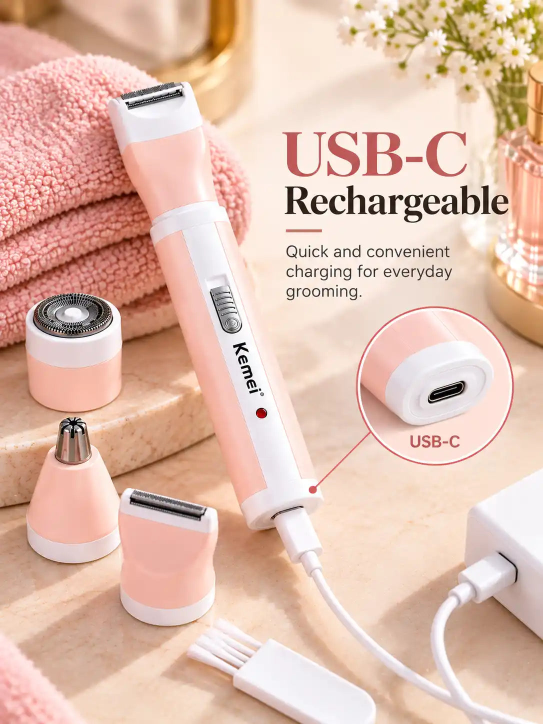 Kemei 4-in-1 Women's Grooming & Shaver Kit