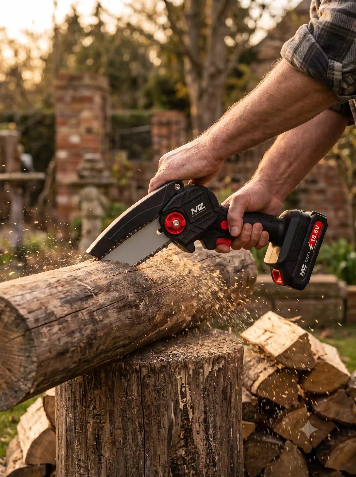 MZ CS72 6 Inch Cordless Mini Chainsaw with 18.5V Battery and Carry Case