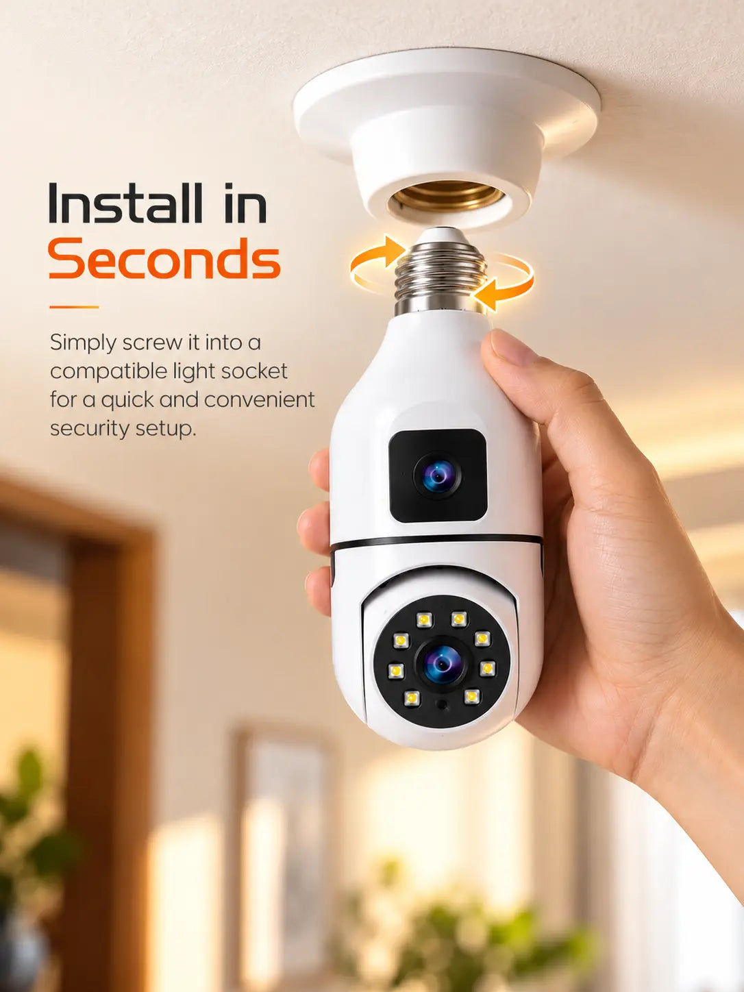360° Dual-Lens Bulb Socket PTZ Security Camera