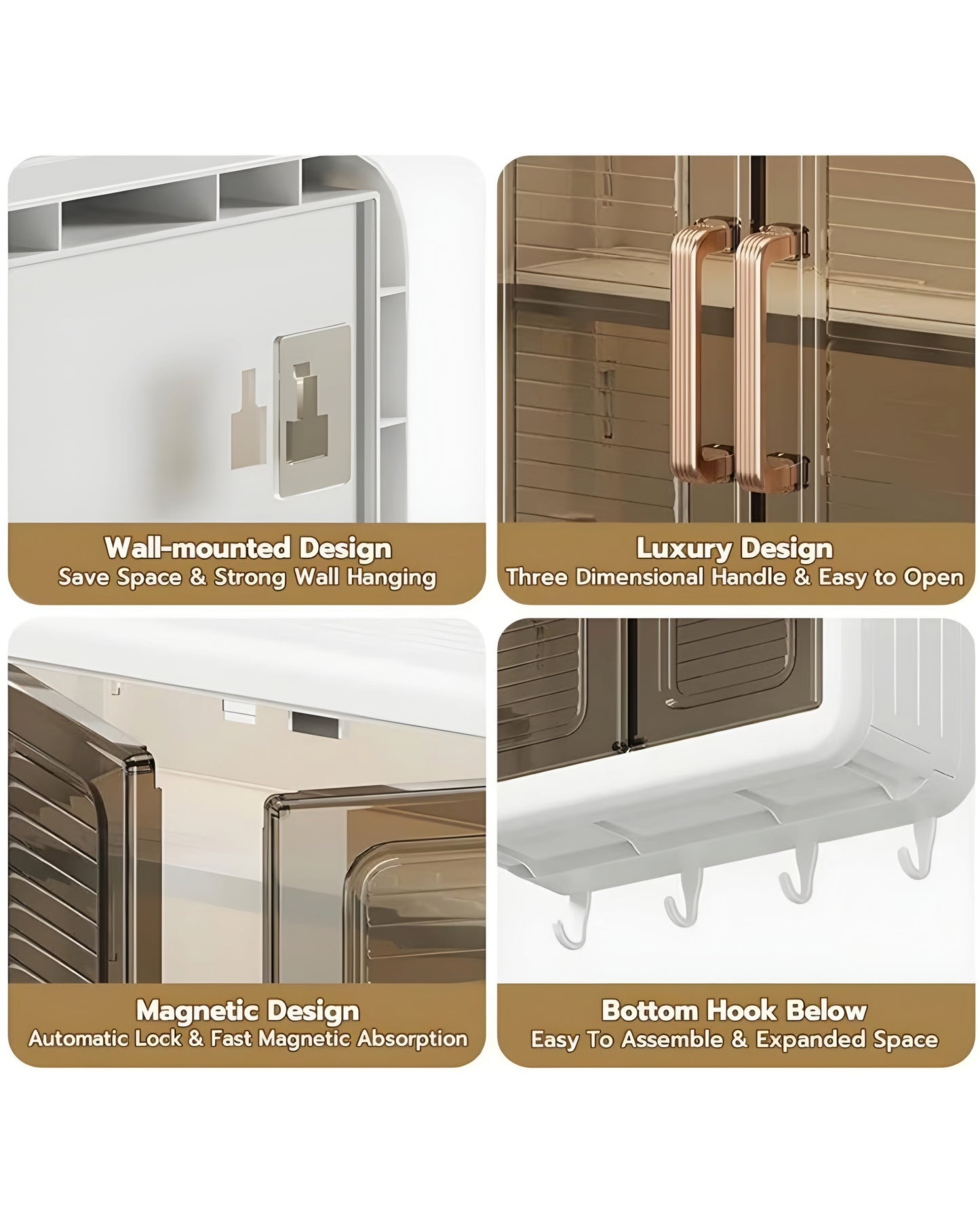 Wall Mounted Storage Cabinet with Transparent Sliding Door & Hooks – Dustproof Organizer for Bathroom, Kitchen & Bedroom